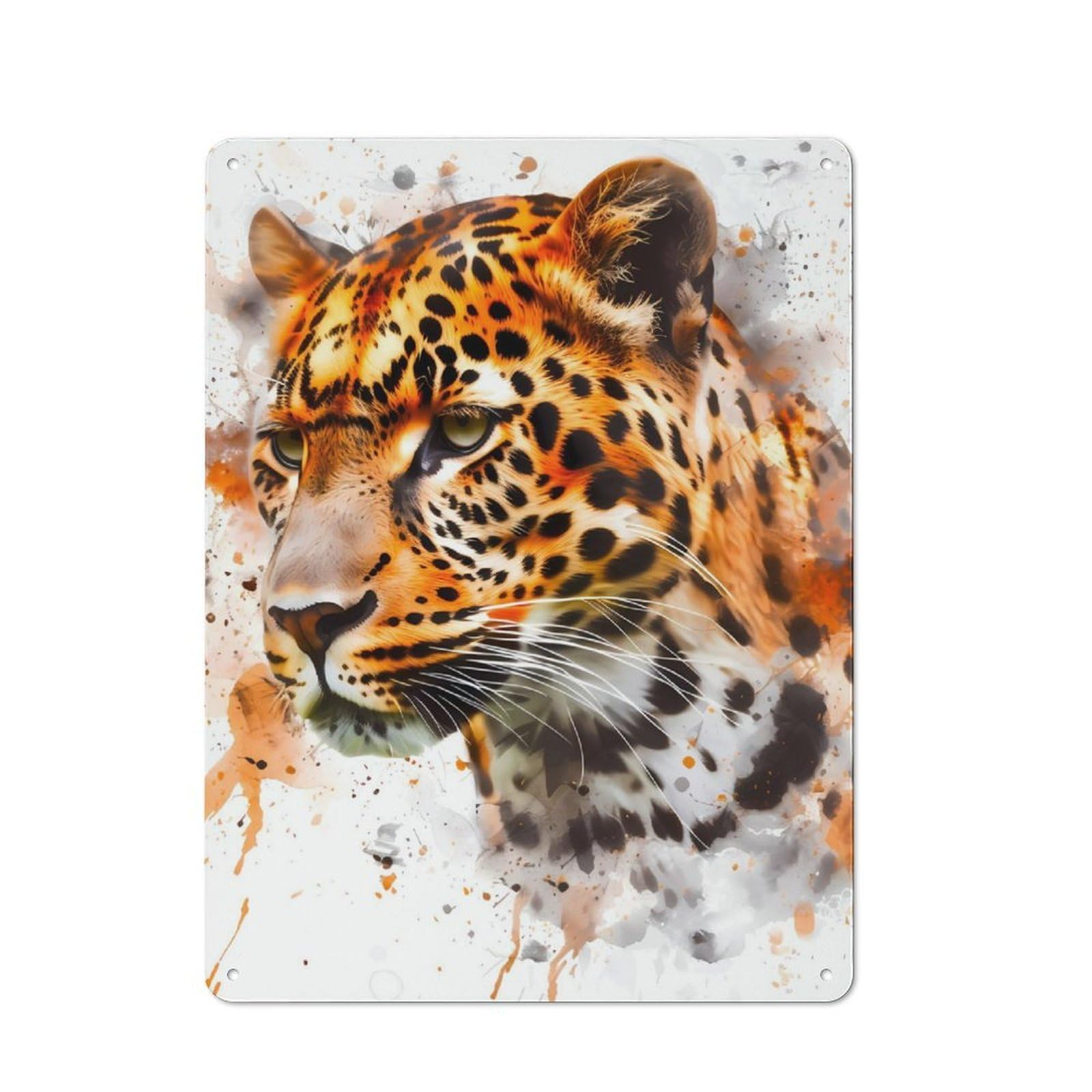 Junmoney Leopard Watercolor Vintage Printed Metal Sign 40X30cm For Workshop Wall, A Decorative Gift For A Newly Furnished Workshop