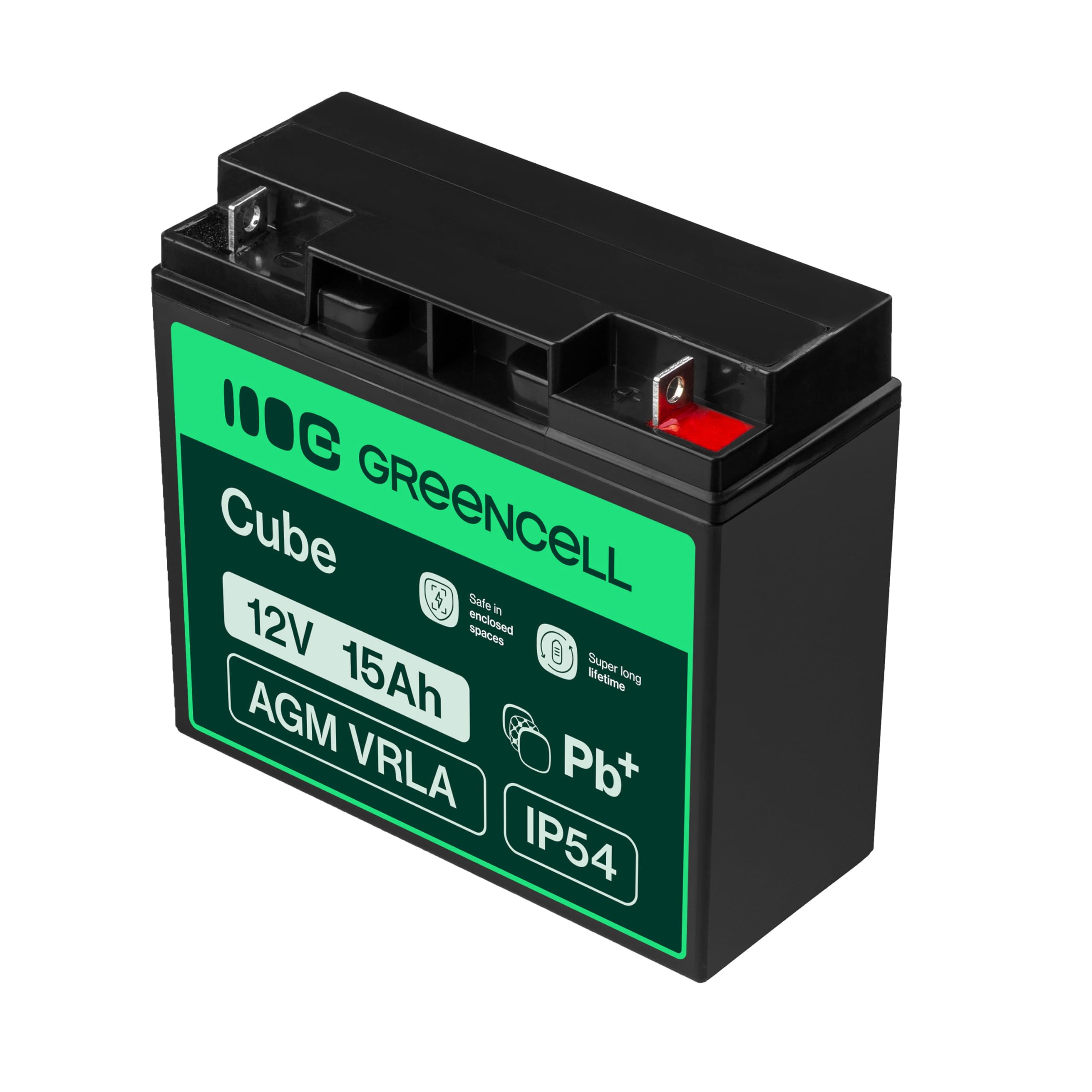 Green Cell AGM 12V 15Ah VRLA Batteria al Piombo per Casse e Bilance | Per Giocattoli per Bambini, Tosaerba, Sistemi di Allarme e Antincendio, Telecamere di Sorveglianza e Telecomunicazioni