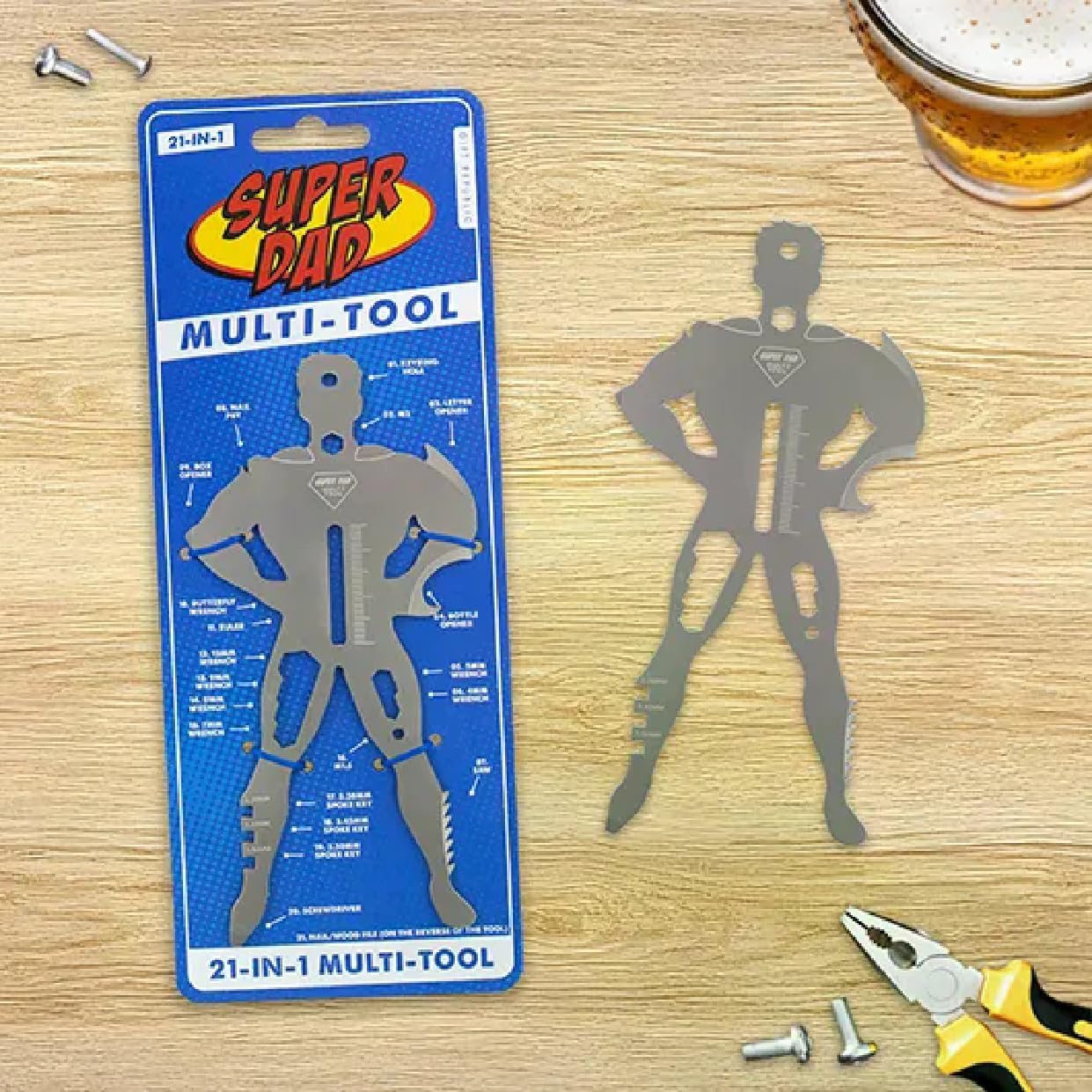 Gift Republic 21-in-1 Super Dad Multi-Tool Gadget, Gray