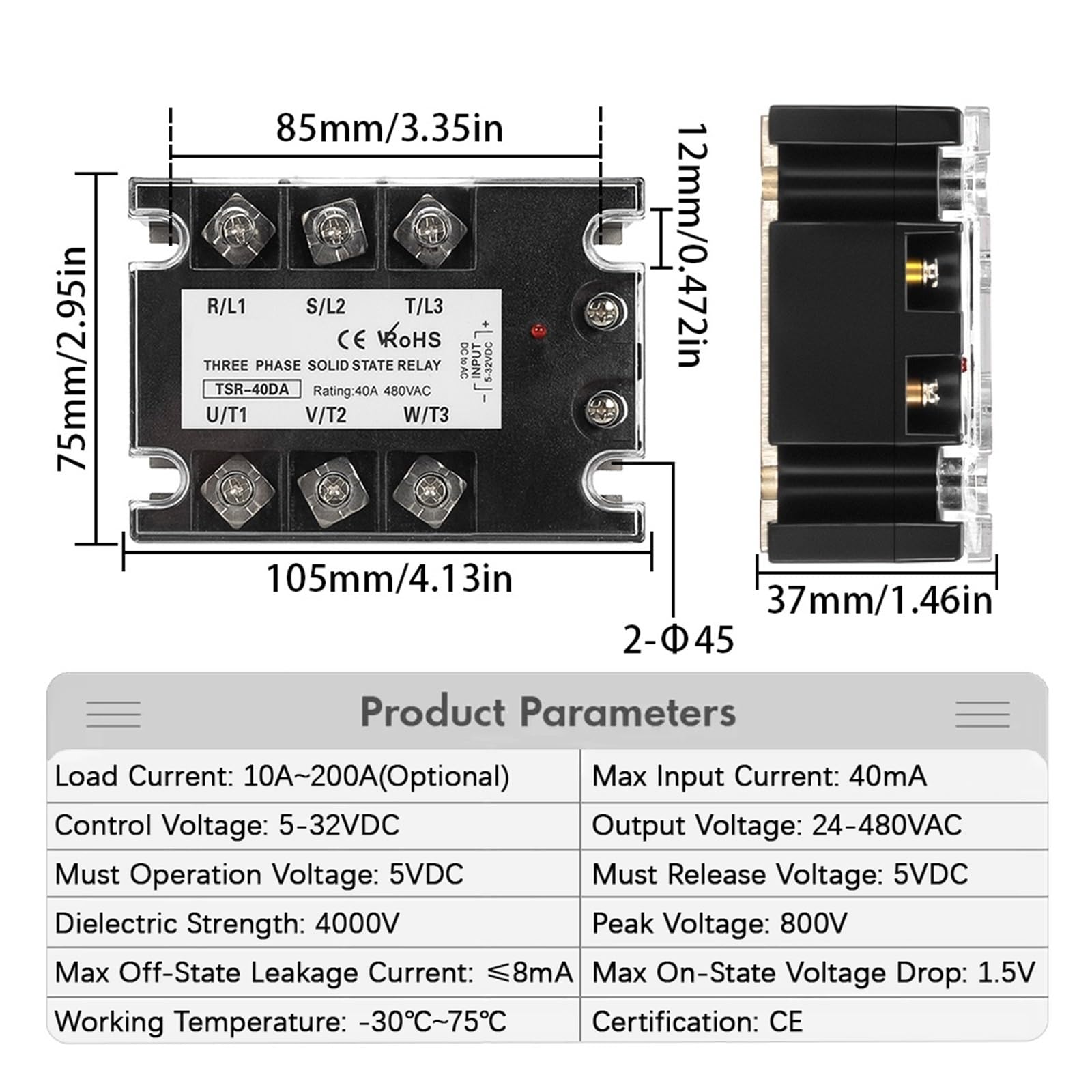 Trójfazowy moduł przekaźnikowy DC/AC 10A 25A 40A 60A 80A 100A 120A 150/200A SSR 5-32 VDC do 24-480 VAC Radiator (wentylator bazowy 10-60A)