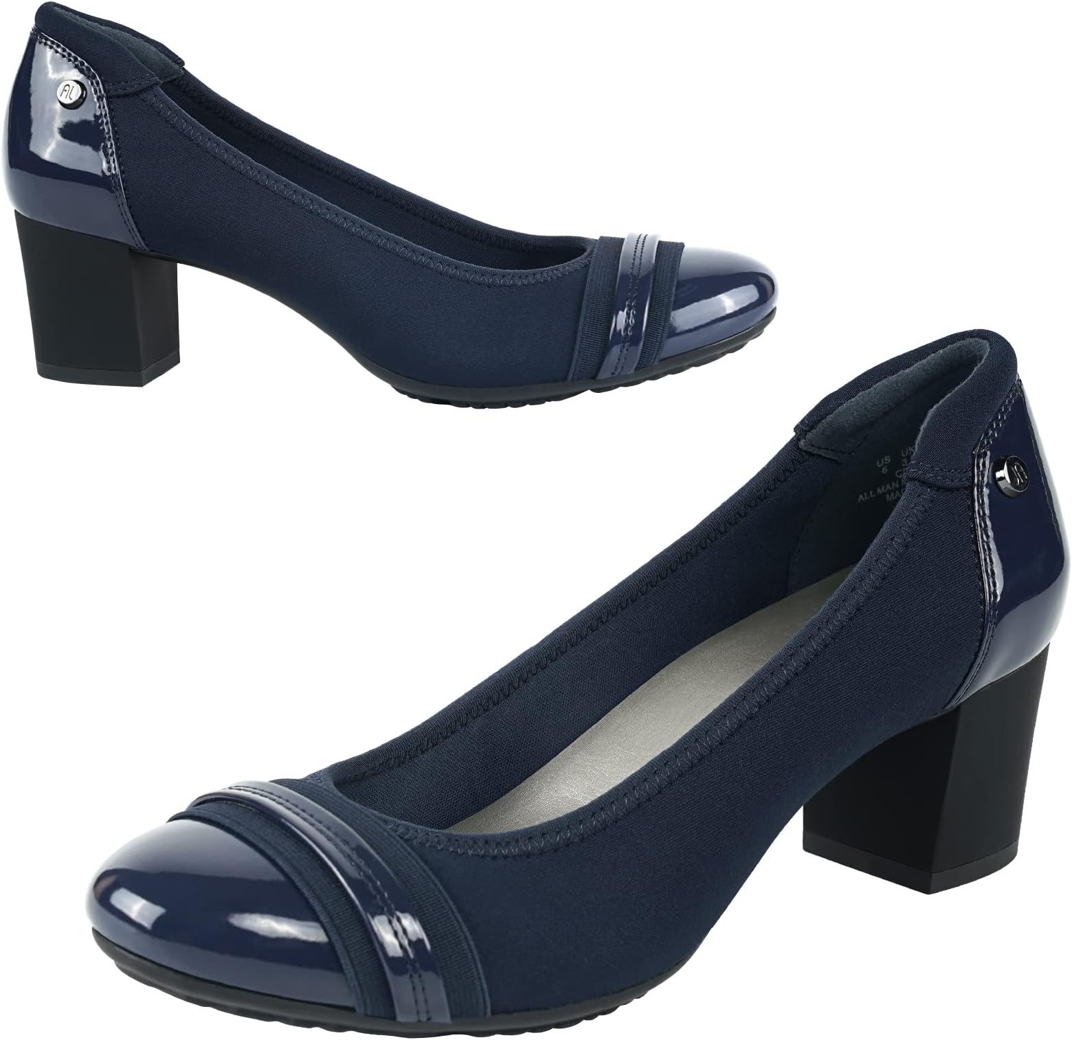 JENN ARDORWomens Dress Pumps Ballet Chunky Heels for Women Round Toe Mid Square Block Heels Soft Slip On Pumps Shoes for Office Lady Dancer Wedding Shoes Youth 2inch
