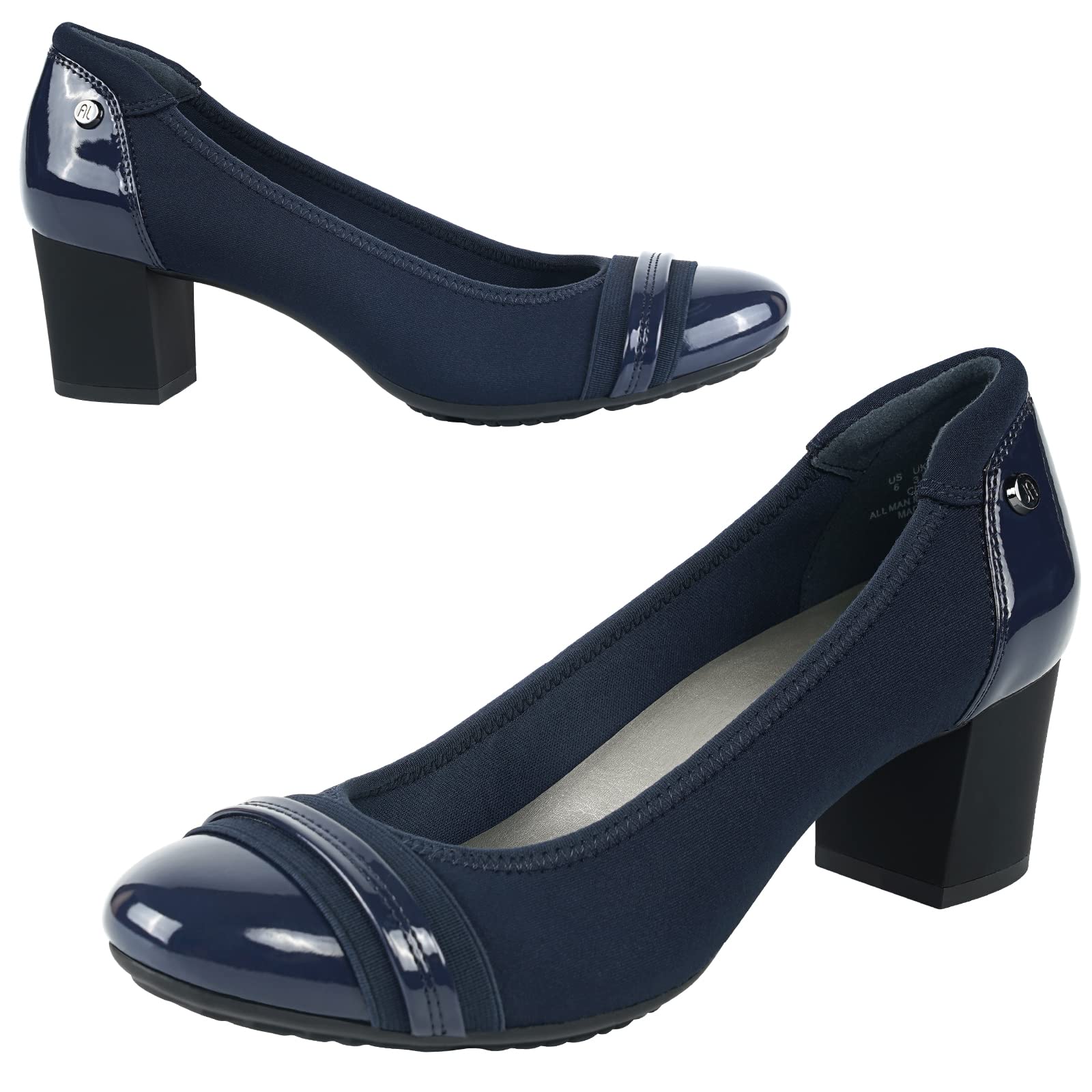 JENN ARDORWomens Dress Pumps Ballet Chunky Heels for Women Round Toe Mid Square Block Heels Soft Slip On Pumps Shoes for Office Lady Dancer Wedding Shoes Youth 2inch