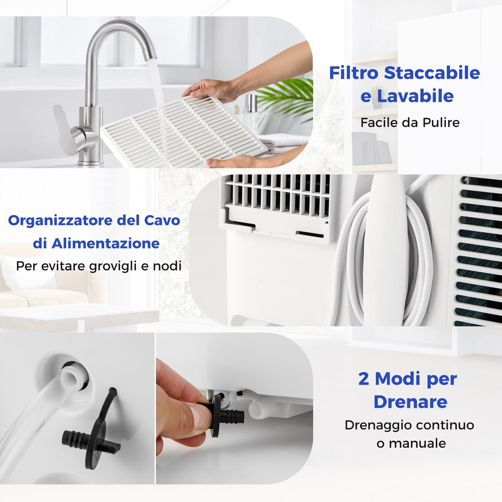 COSTWAY Condizionatore Portatile Caldo e Freddo, 14000BTU/4kW, 6 in 1 Con Raffreddamento, Riscaldamento, Ventola, Deumidificazione, Modalità Notturna e WiFi, 24H Timer, R290 (14000, BTU)