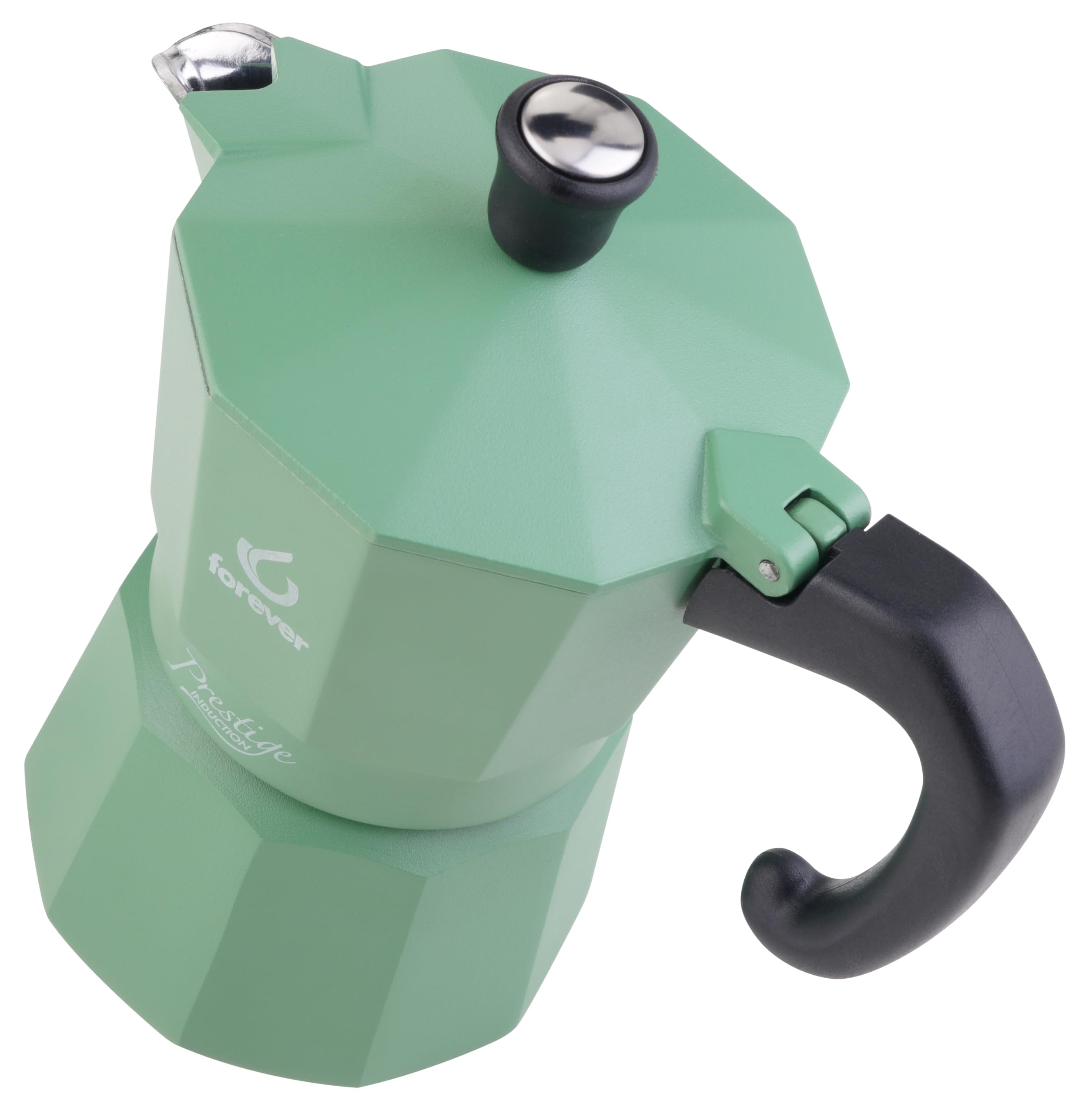 FOREVER Miss Moka Prestige Induction UNICA 'Kashmere Green' – 3 Tazze | Caffettiera Moka per Piano a Induzione| Edizione Limitata 500 Pezzi in Materiale Composite | Con Guarnizione in Silicone
