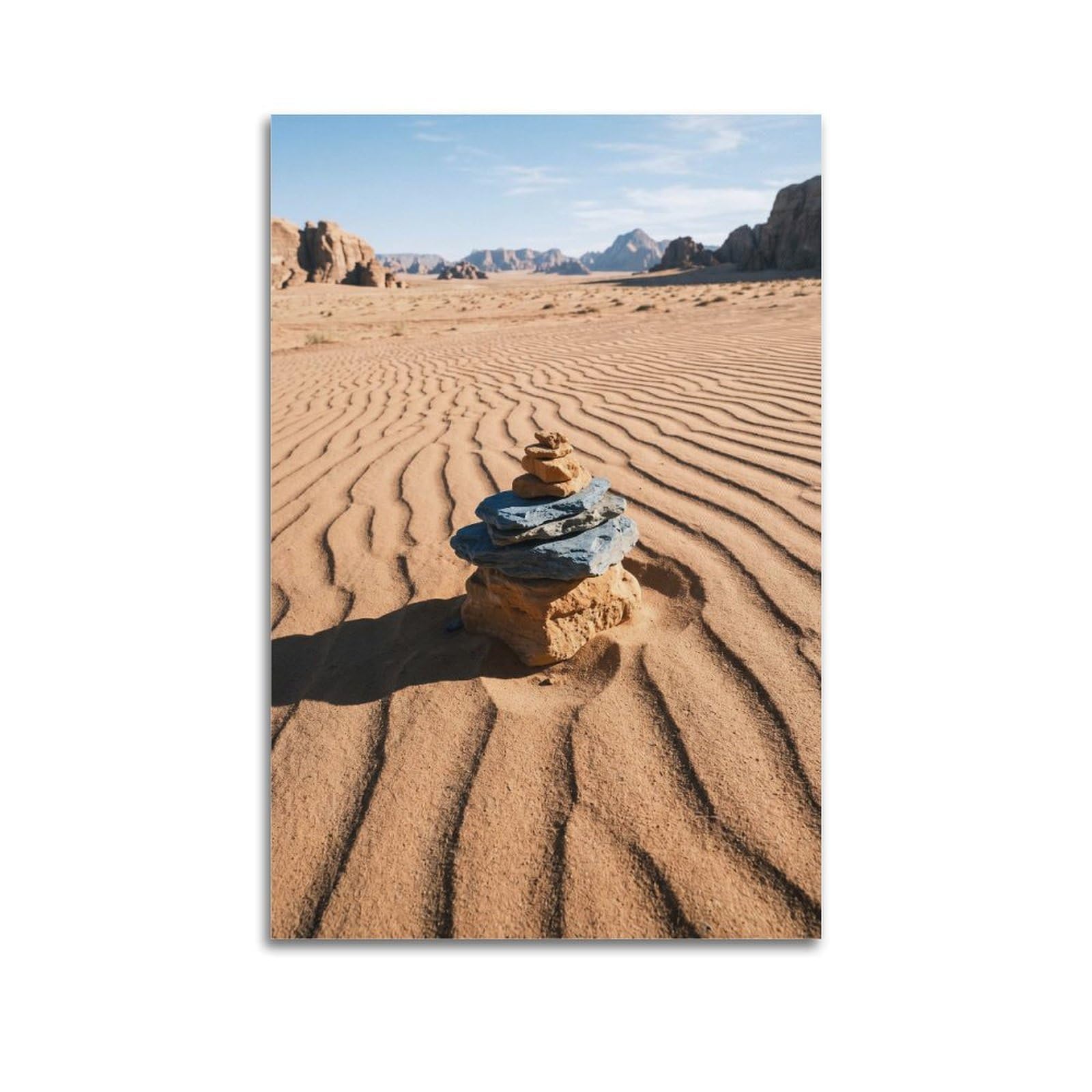 XKUGA Zen Nature Poster Sand Ripple Pebble Cairn Serenity Healing Calm Modern Decorative Canvas Prints - Ideal Wall Art for Family, Man Cave, Game Room, Boys & Girls Bedroom 20x30inch(50x75cm)