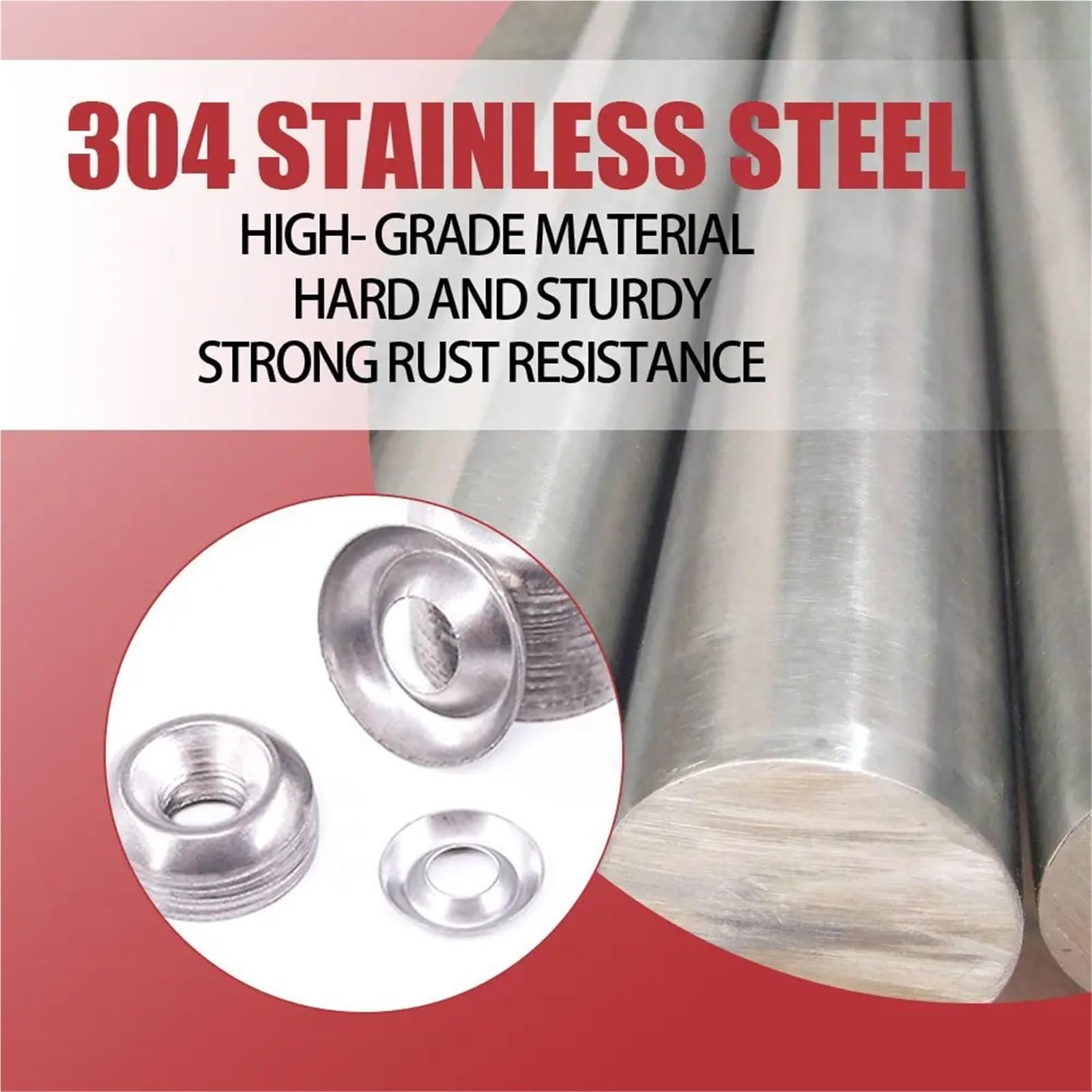 Kit Surtido de Arandelas avellanadas Acero Inoxidable 304, 160 Uds., M6, M8, M10, M12