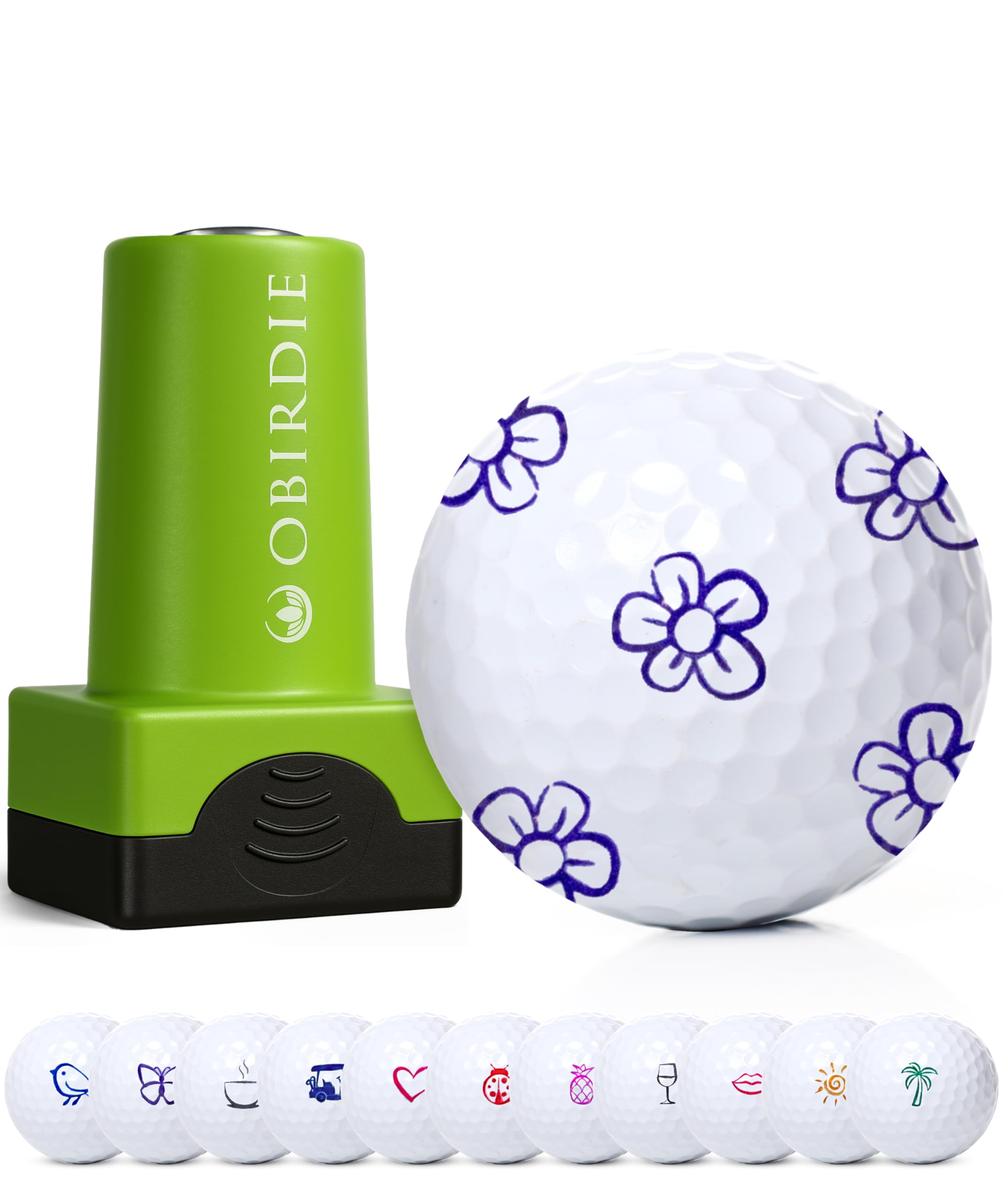 Obirdie Self-Inking Golf Ball Stamp | Chic & Fun Golf Ball Stamper | Fast-Drying, Waterproof Golf Ball Marker Stamp | Reusable Golf Accessories for Women | Golfer Gifts | Golf Gadgets (Flower) — image 1