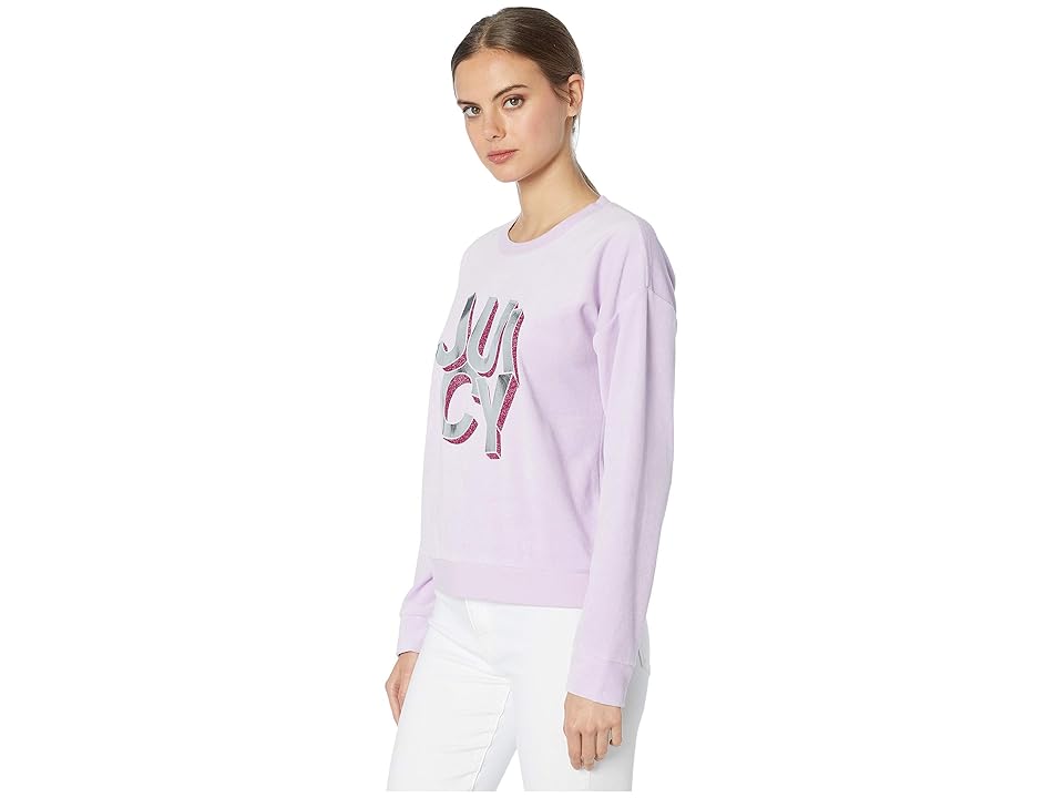 

Juicy Couture Scattered Juicy Velour Logo Pullover (Orchid Bloom) Women's Sweatshirt, Pink