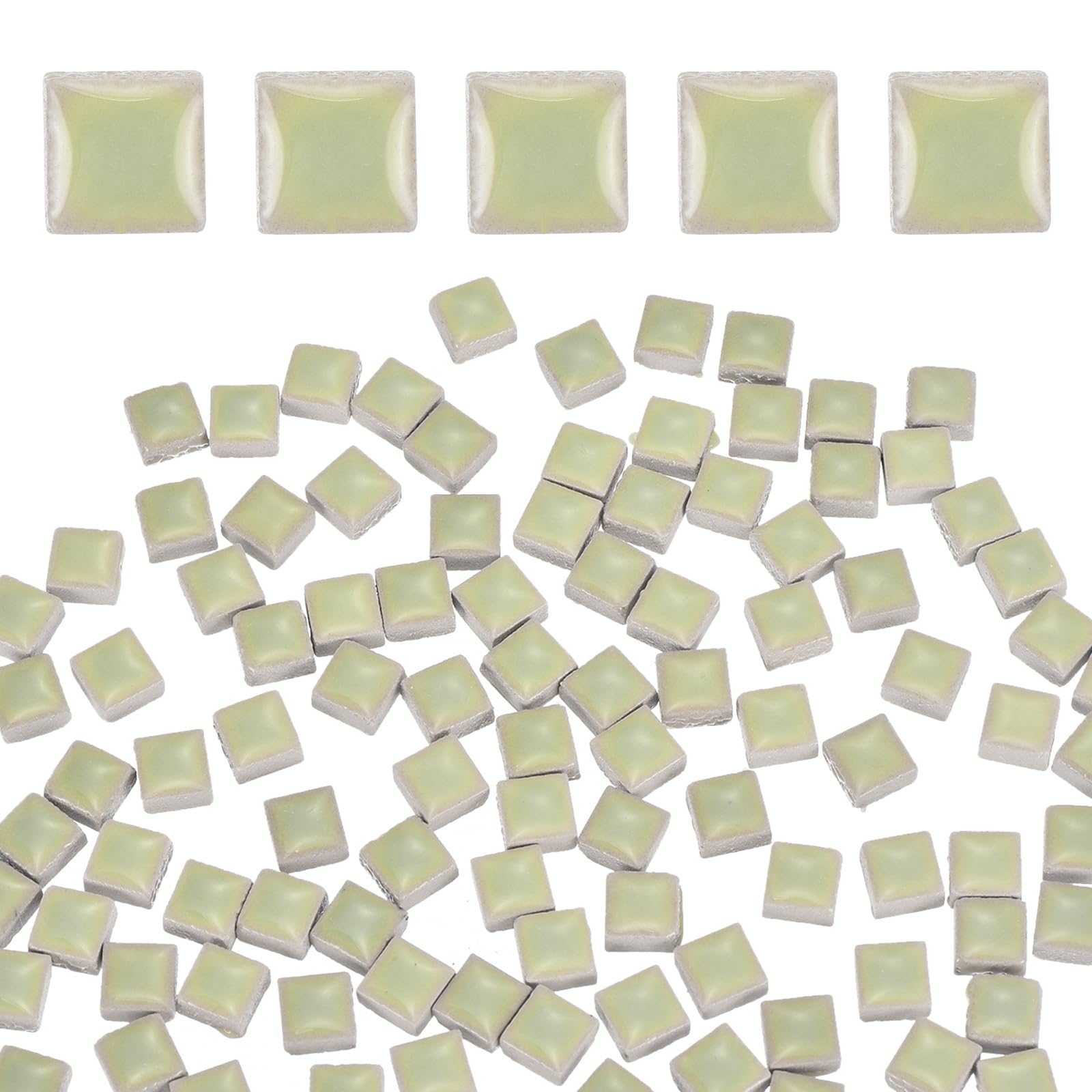 MECCANIXITY Mosaic Tiles for Crafts 0.44 LB Square Glazed, 0.4x0.4 Inch Emerald Green Ceramic Mosaic Pieces Tile Bulk Supplies for DIY Picture,