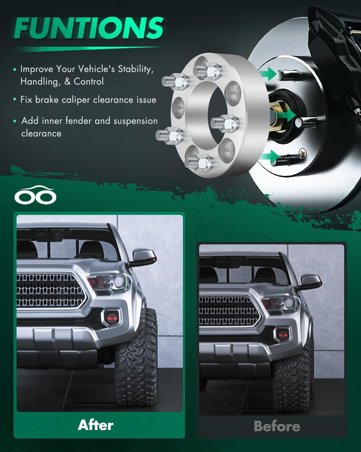 SCITOO 4Pcs 1.5 inch 5 Lug Wheel Spacers 5x4.5 with 14x1.5 Studs Bore 82.5mm Wheel Spacer Adapters fits for 2009-2019 for Challenger Wheel spacers 2006-2019 for Charger Wheel spacers Silver