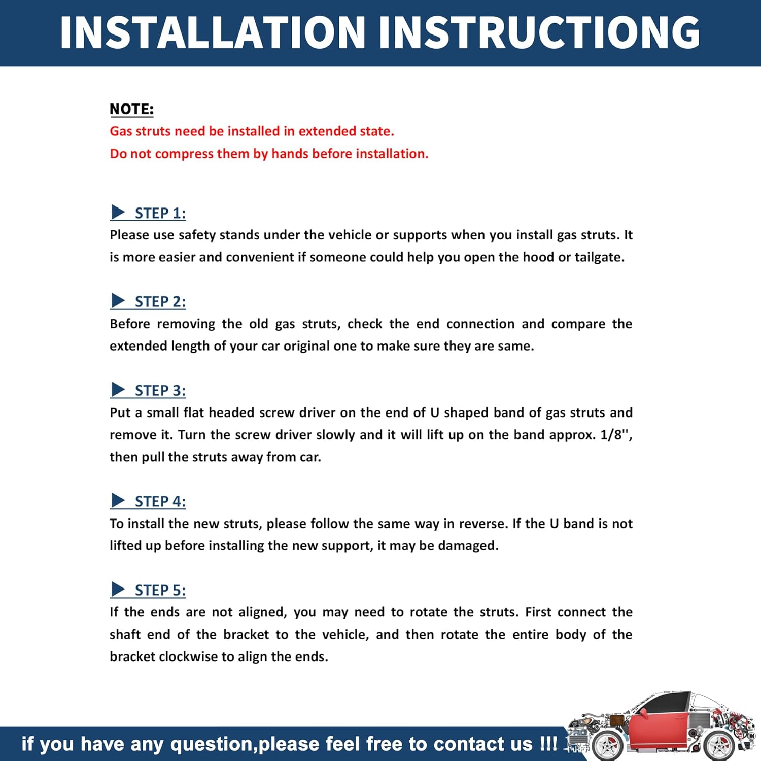 Lift Supports Struts for Toyota Yaris 2006-2011 Hatchback with Rear Wiper No.689500W391/689600D012 Rear Hatch Gas Spring Black 2 Pcs