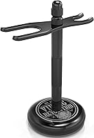 Viking Revolution Black Safety Razor Stand & Shaving Brush Holder - Weighted Base for Stability & Razor Longevity