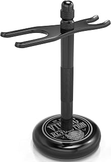 Viking Revolution Black Safety Razor Stand & Shaving Brush Holder - Weighted Base for Stability & Razor Longevity