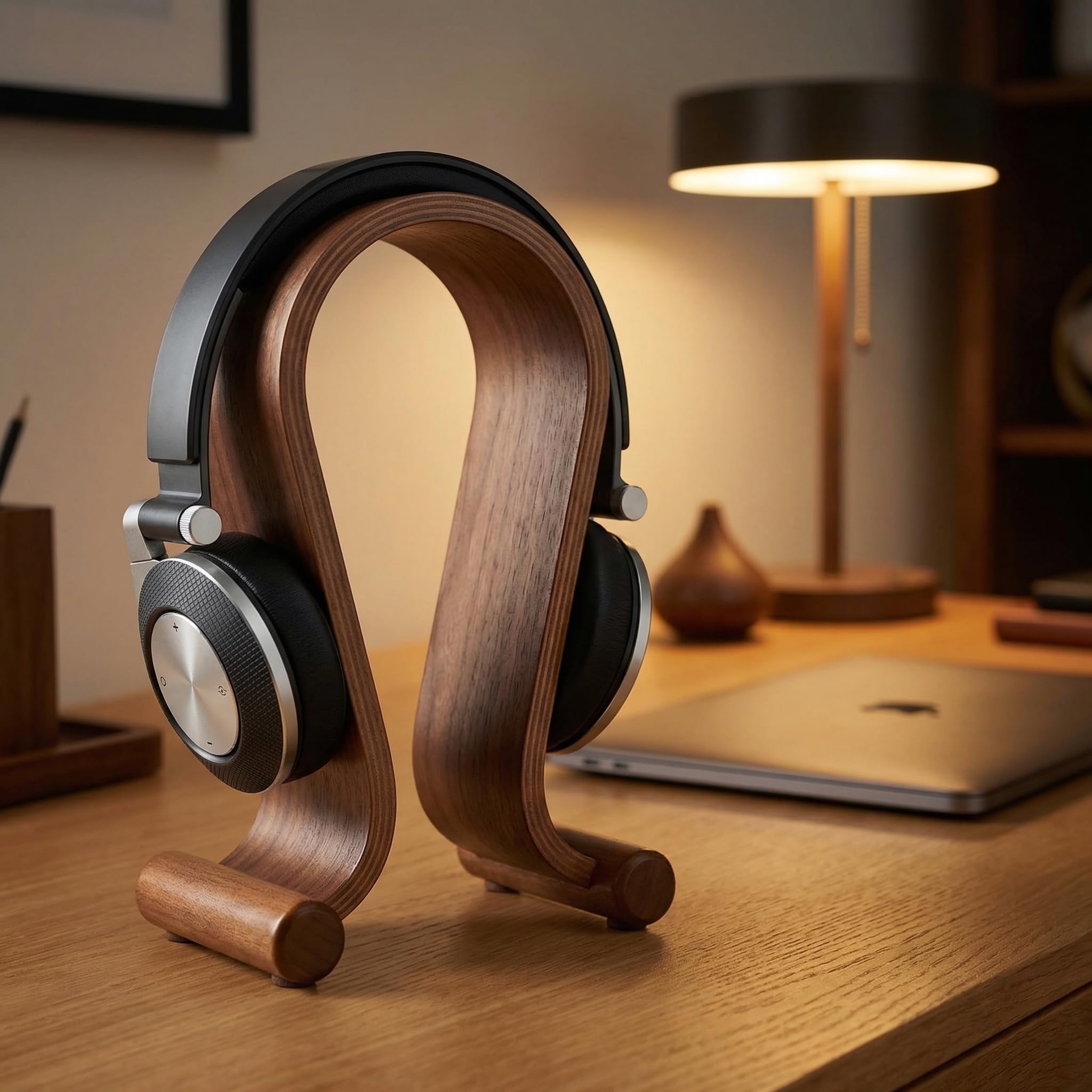 Tebery Kopfhörerhalter Kopfhörerständer Universal aus Holz Halterung Walnussholz Kopfhörer Ständer kopfhörer Halter Gaming Headset Halterung