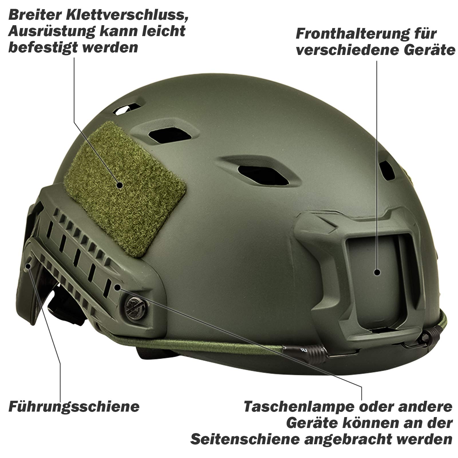 LOOGU Casco táctico Fast BJ Airsoft Ops Core de protección con almohadillas y rieles laterales para tiempo libre paintball combate