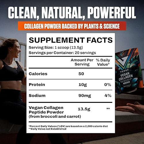 Miniatura 2 de vedge Vegan Collagen Powder - Plant-Based Collagen Supplement for Hair, Skin, Nails, Joint & Gut Health. Collagen Peptides