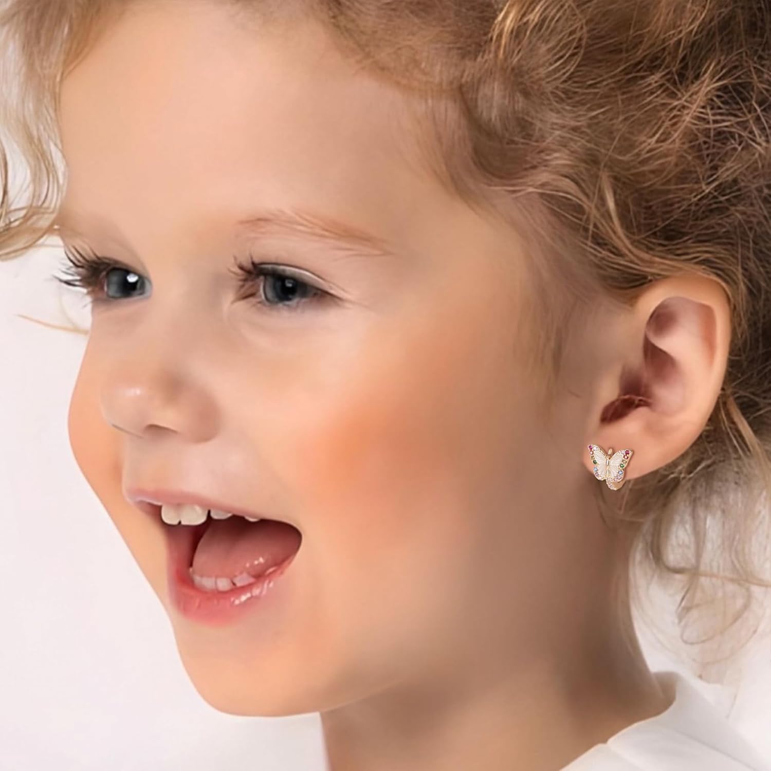 Butterfly Earrings for Women Girls, Hypoallergenic CZ 14K Gold Plated Butterflies Small Tiny Huggie Hoop Earring Jewelry Gifts - Image 2