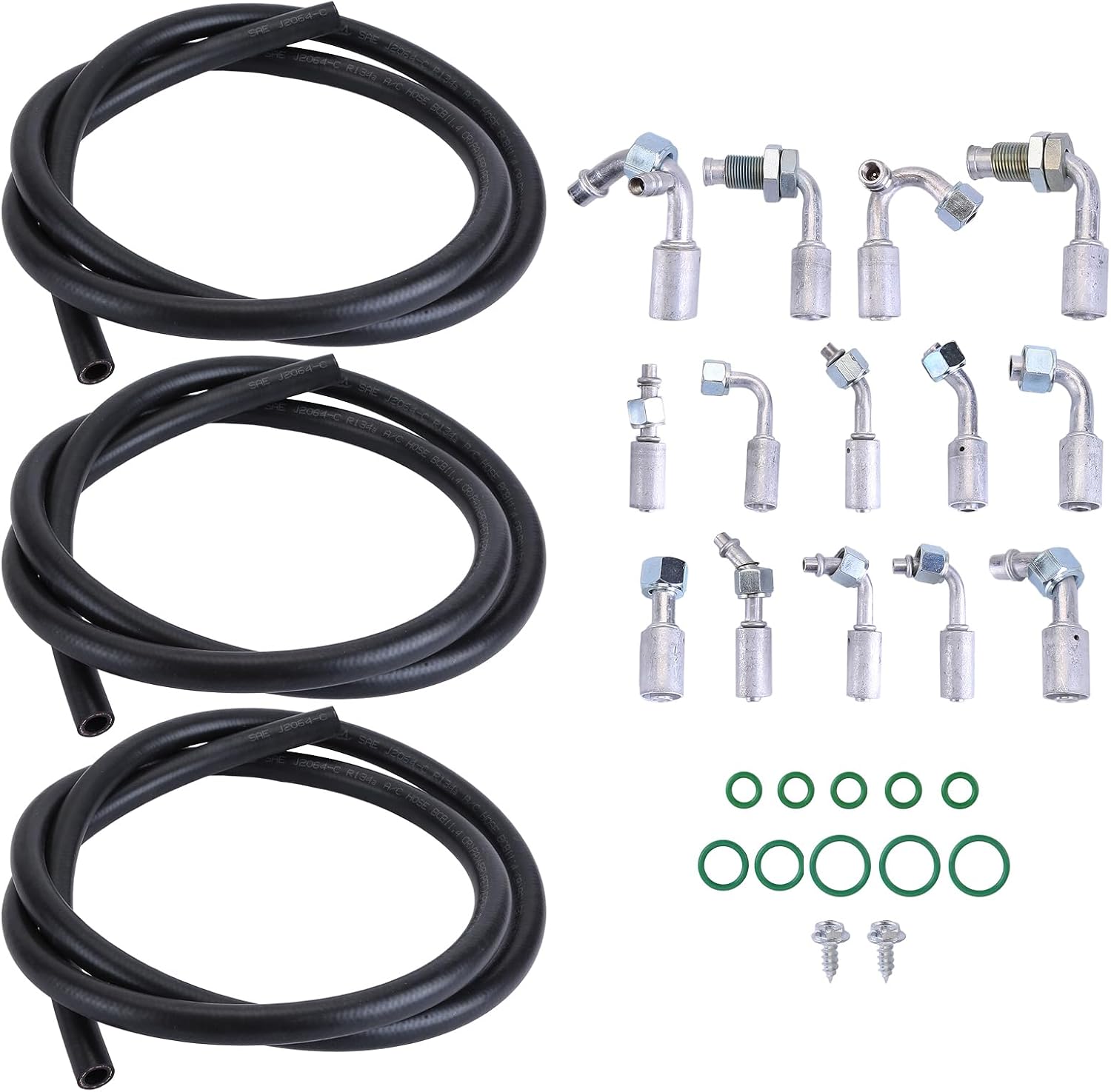 A/C Air Conditioning Extended Length Hoses Fittings O-rings Universal Kit Includes #6-10 ft (3.10m), #8-6 ft (1.85m), #10-9 ft (2.75m) for Car Air Conditioning System