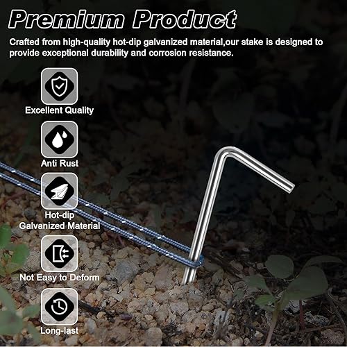Miniatura 5 de FEED GARDEN Estacas de tienda de campaña de 7 pulgadas, paquete de 18 estacas inflables para decoración al aire libre, clavijas de metal