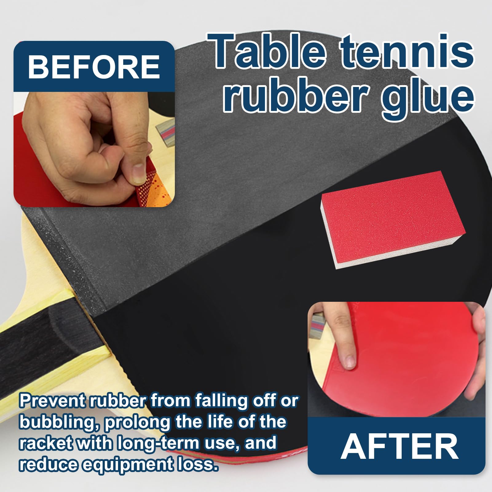 Allony Pegamento de Ping Pong, Pegamento para Raquetas Tenis Mesa, Adhsivo de Tenis de Mesa, Con Cepillo de Esponja, Rápida Formación de Película, Fácil de Usar -100 ml