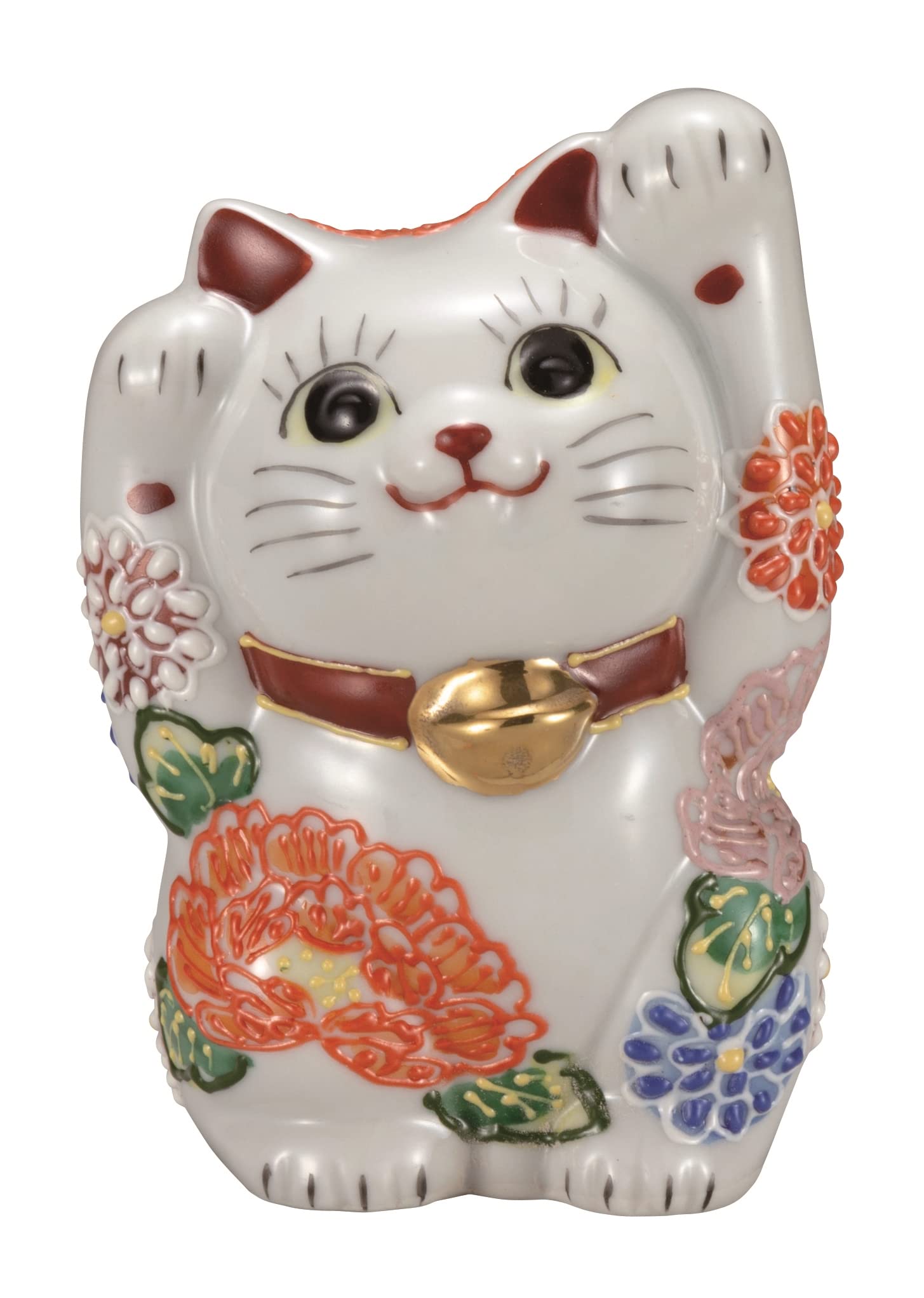 Amazon.co.jp: 九谷焼いわたや 『九谷焼』両手招き猫(4号)花づくし K7