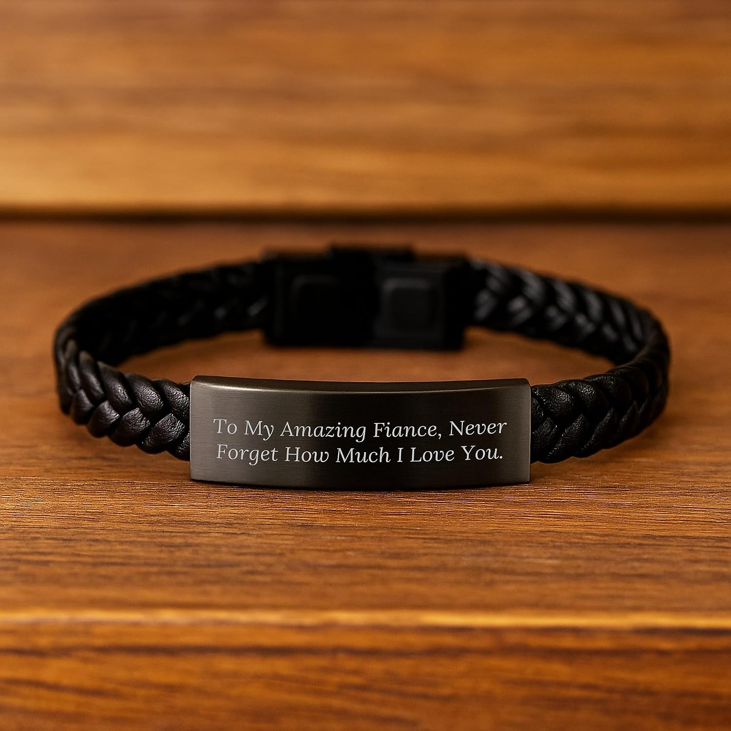 Gifts for Fiance, Interlaced Leather Bracelet, To My Amazing Fiance Never Forget How Much I Love You, Graduation Unique Gifts from Family