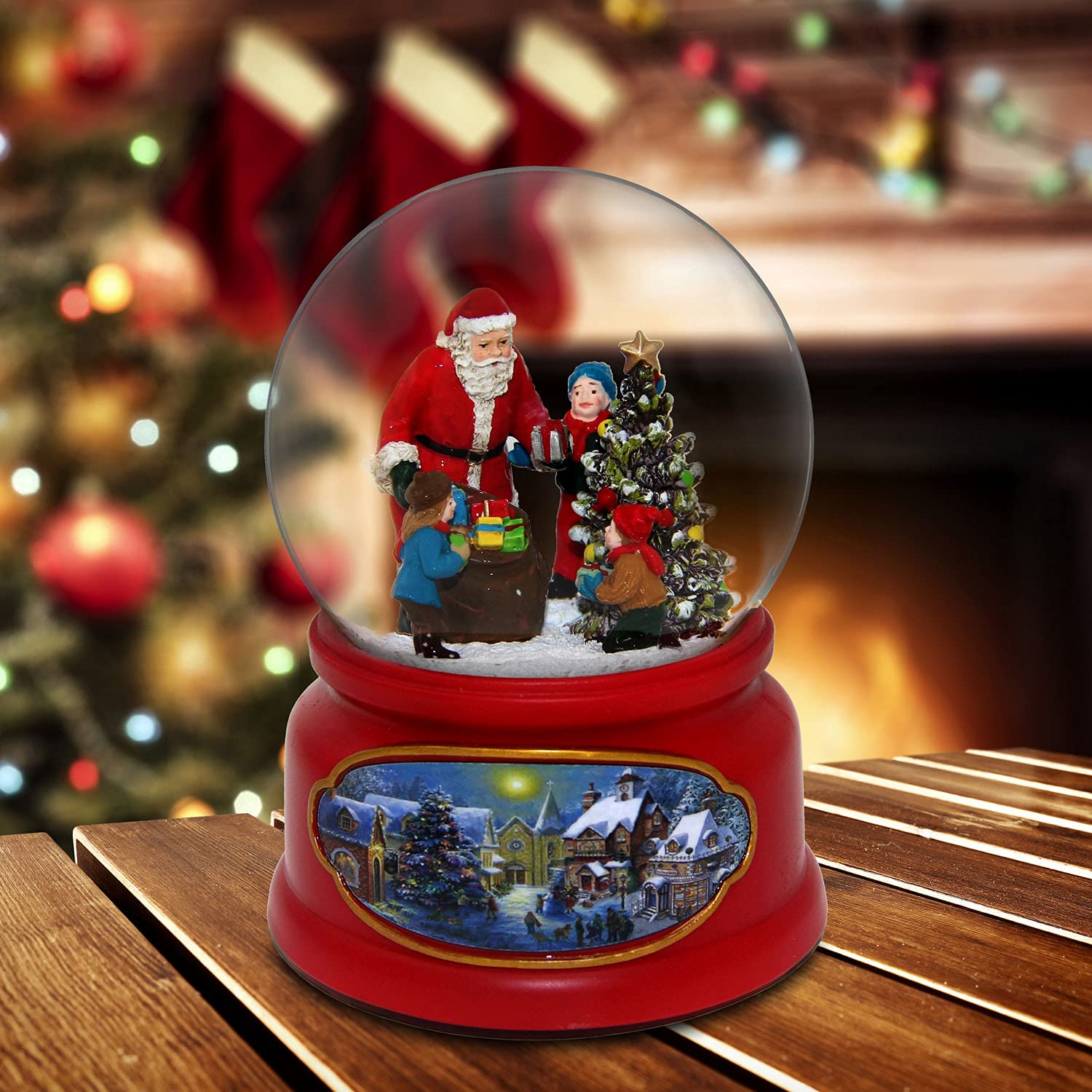 The San Francisco Music Box Company Santa w/ Kids Snow Globe