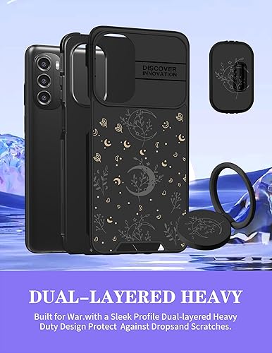 Miniatura 5 de Goocrux Funda 2 en 1 para Moto G Stylus 5G 2022 para mujeres y niñas, diseño estético único de estrellas y espacio, con funda deslizante para cámara