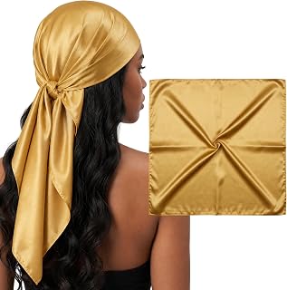 100% Mulberry Silk Large Head Scarf Bandana - 19 Momme Grade 6A, 36" Square