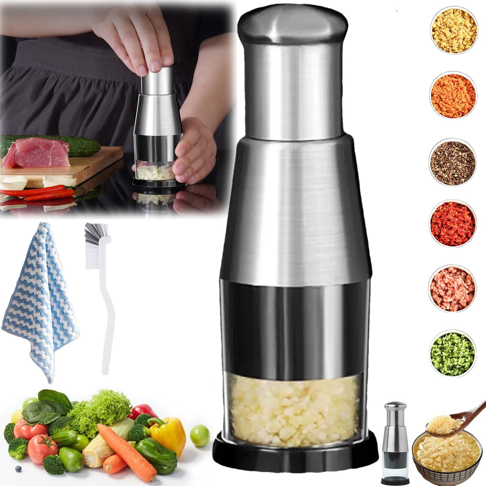 Gourmet Slice Deluxe Cutter, 2024 New Gourmetslice Deluxe Cutter, Gourmet Slice Deluxe Cutter Mini Garlic Chopper, Multifunctional Manual Garlic Press, for Chopping Garlic, Onions, and Peppers (1PC)