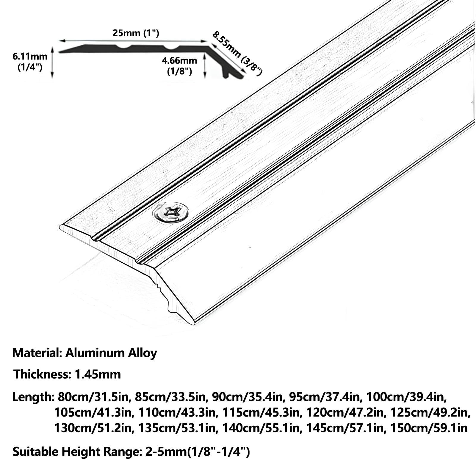 80-150cm Rampe de Seuil Aluminium, Barre de Seuil Rattrapage de Niveau