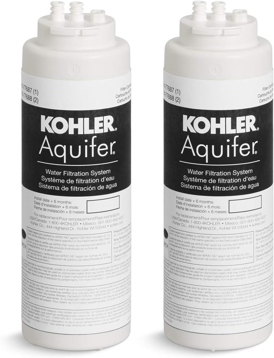 Kohler77688-NA Aquifer Replacement Filter Cartridge (2 Pack)