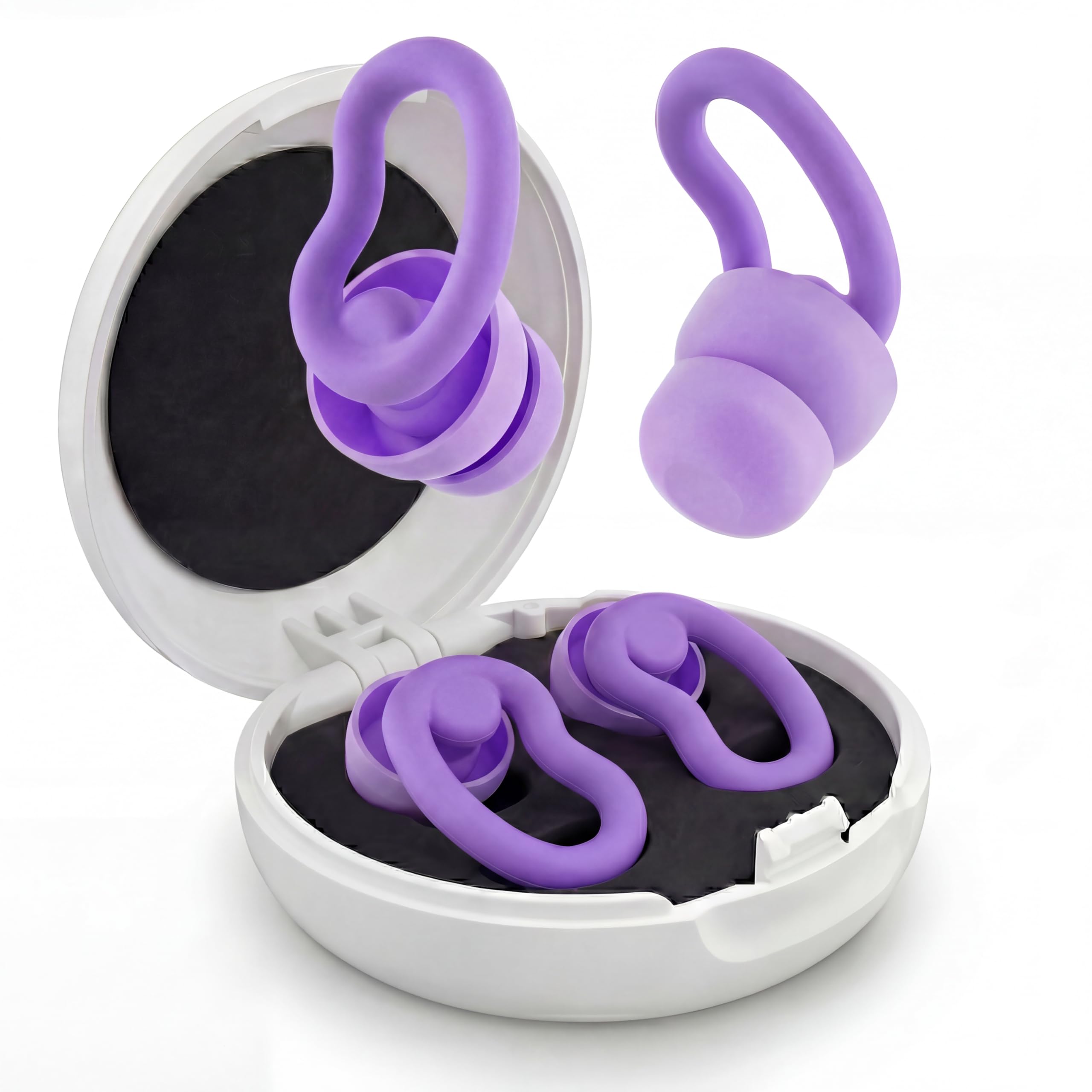 Ohrstöpsel zum Schlafen für Seitenschläfer, weiche Silikon-Ohrstöpsel gegen Schnarchen, 6 Größen S/M/L für optimale Passform (Einzel & Doppel), 2 Paar Ohrflügel, wiederverwendbar, Geräuschreduzierung