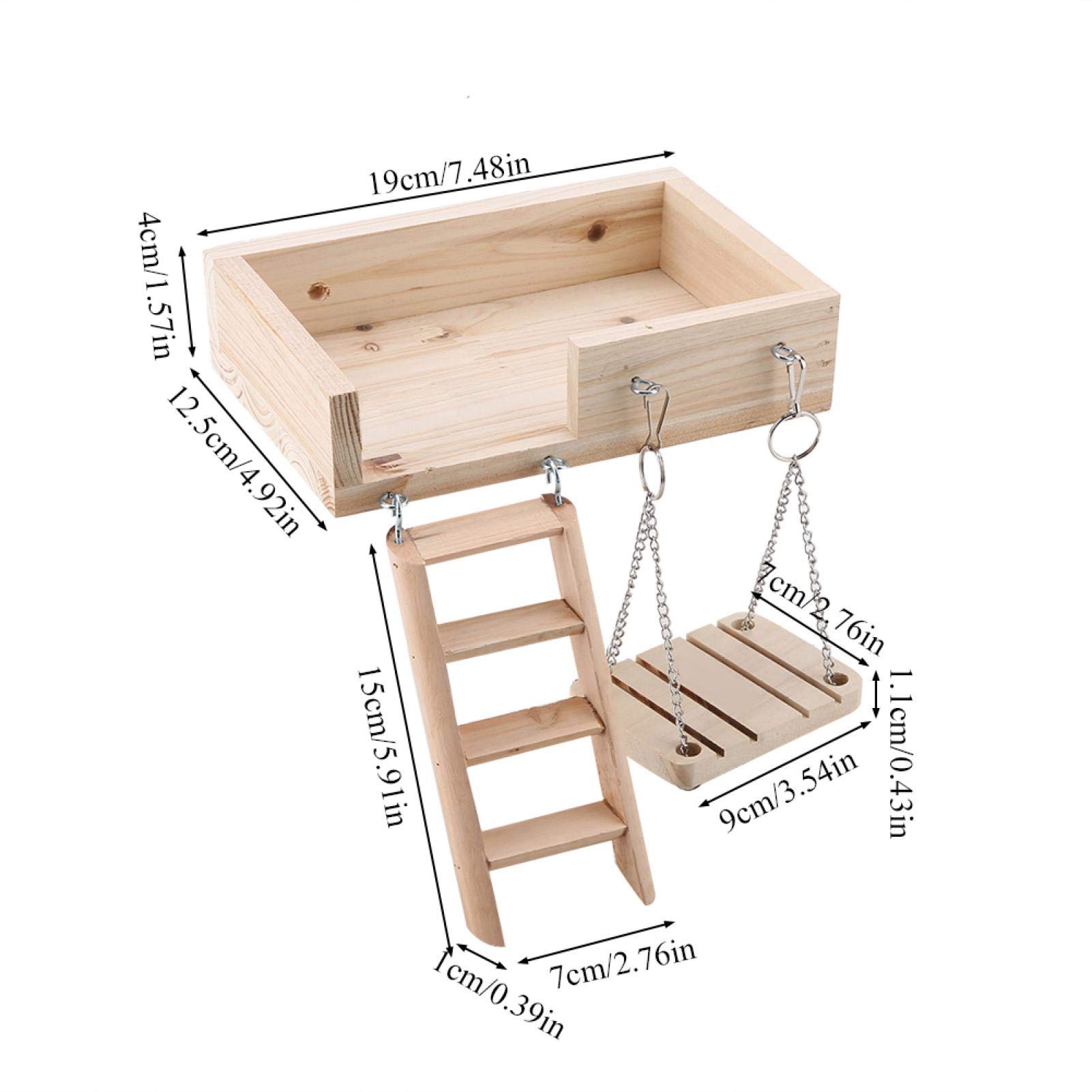 Escala para Animales de compañía Juguetes para pájaros Escalera de rampa para hámster de Madera de 3 Piezas, Perchas de Jaula para pájaros Cuadrados, Plataforma de Soporte de Madera, para Ardilla de