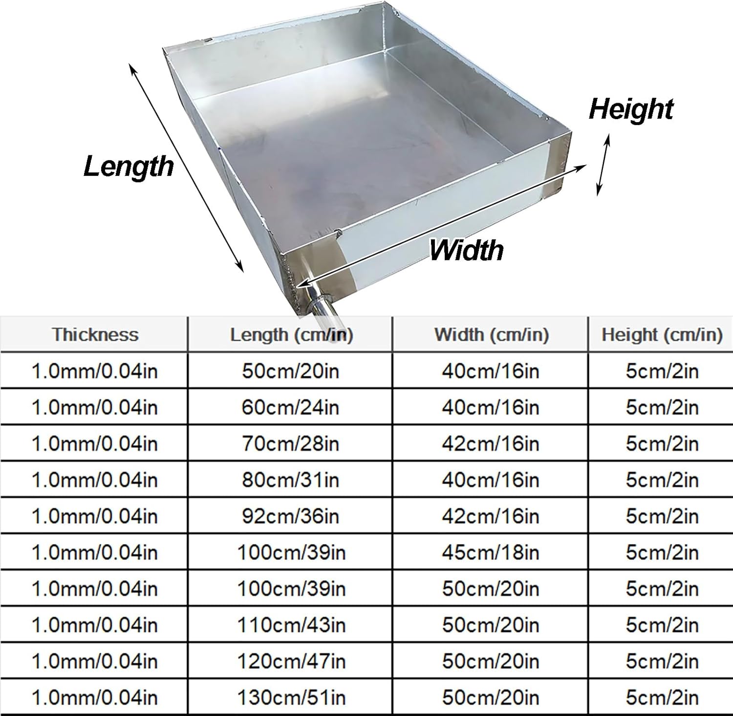304 Stainless Steel Drip Tray for Pots, AC Drain Pan with Drain Outlet, Oil Drip Pan for Washing Machine & Refrigerator, Car Accessories (70x42x5 cm / 28x17x2 in)
