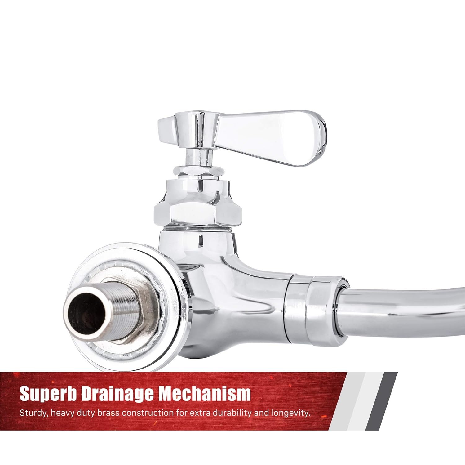 Black Friday - 80% OFF Kitchen Sink No Lead Faucet - DuraSteel Wall Mounted Commercial Kitchen Wok Range Faucet with 14 Swivel Spout - NSF Certified - Single Hole Body & Handle - Brass Constructed & Chrome Polished