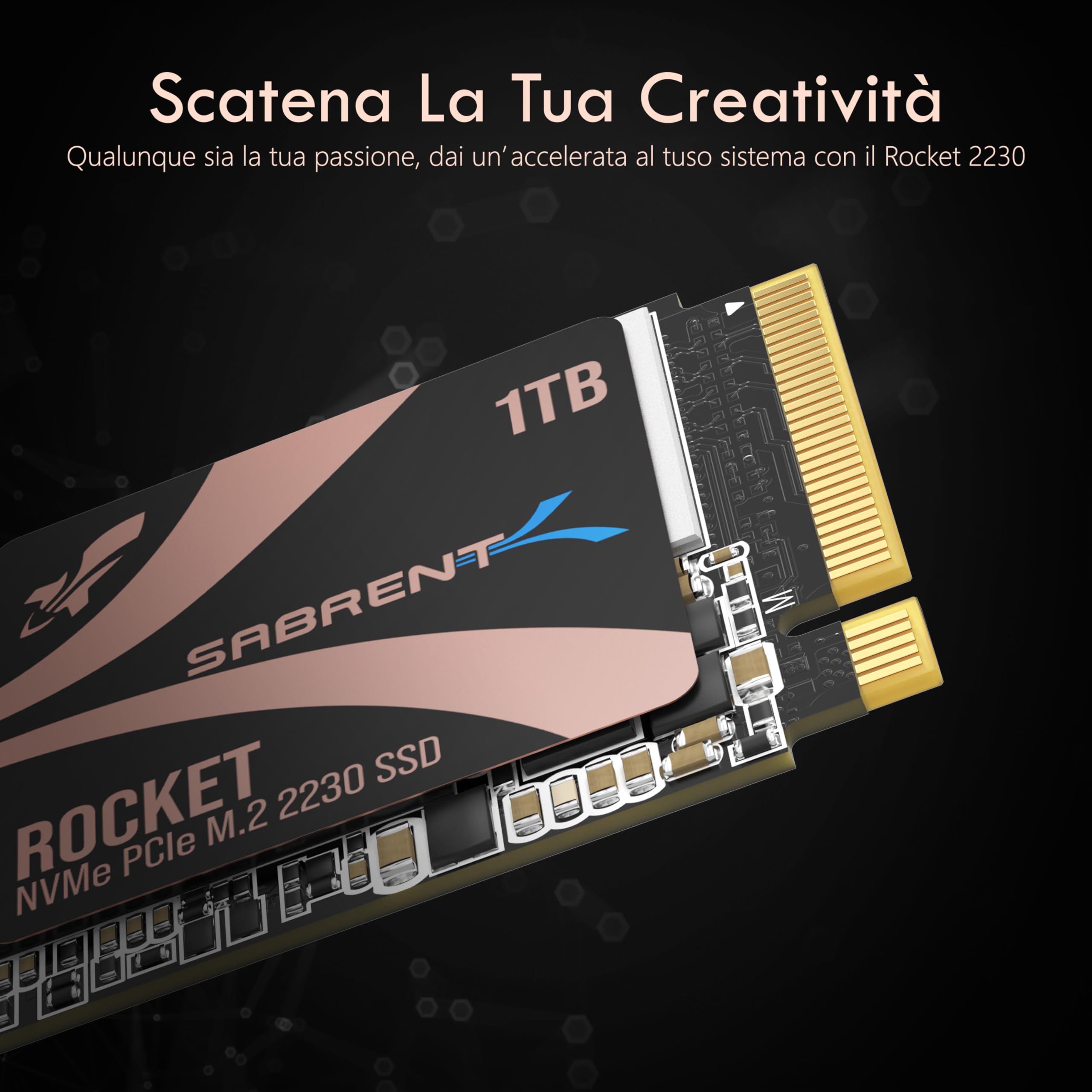 SABRENT SSD 1TB, SSD Interno, SSD NVMe PCIe 4.0 M.2 2230, Gen 4, 4750 MB/s, Compatibile con Steam Deck, ROG Ally, Surface Pro, PC, NUCs e Laptop, fino a 800.000 IOPS, Rocket 2230 (SB-2130-1TB)