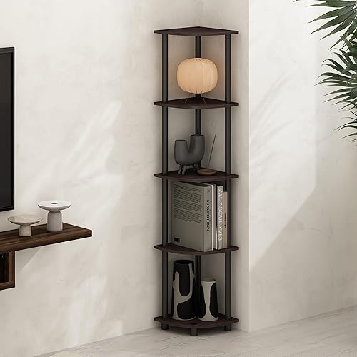 Miniatura 173 de Furinno Turn-N-Tube - Estantes de almacenamiento, estante para libros de 3 niveles, estante esquinero, estantes abiertos sin herramientas, para