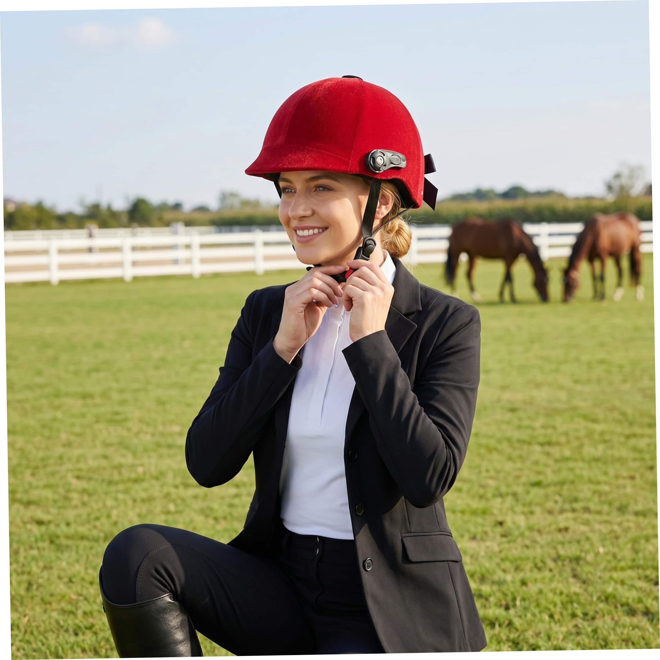 Casco da Equitazione Casco da Equitazione in Velluto Cappello da vestibilità Regolabile Ideale per Adulti e Adolescenti |.Rosso 55 62 cm/21, 65 24, 41 Pollici