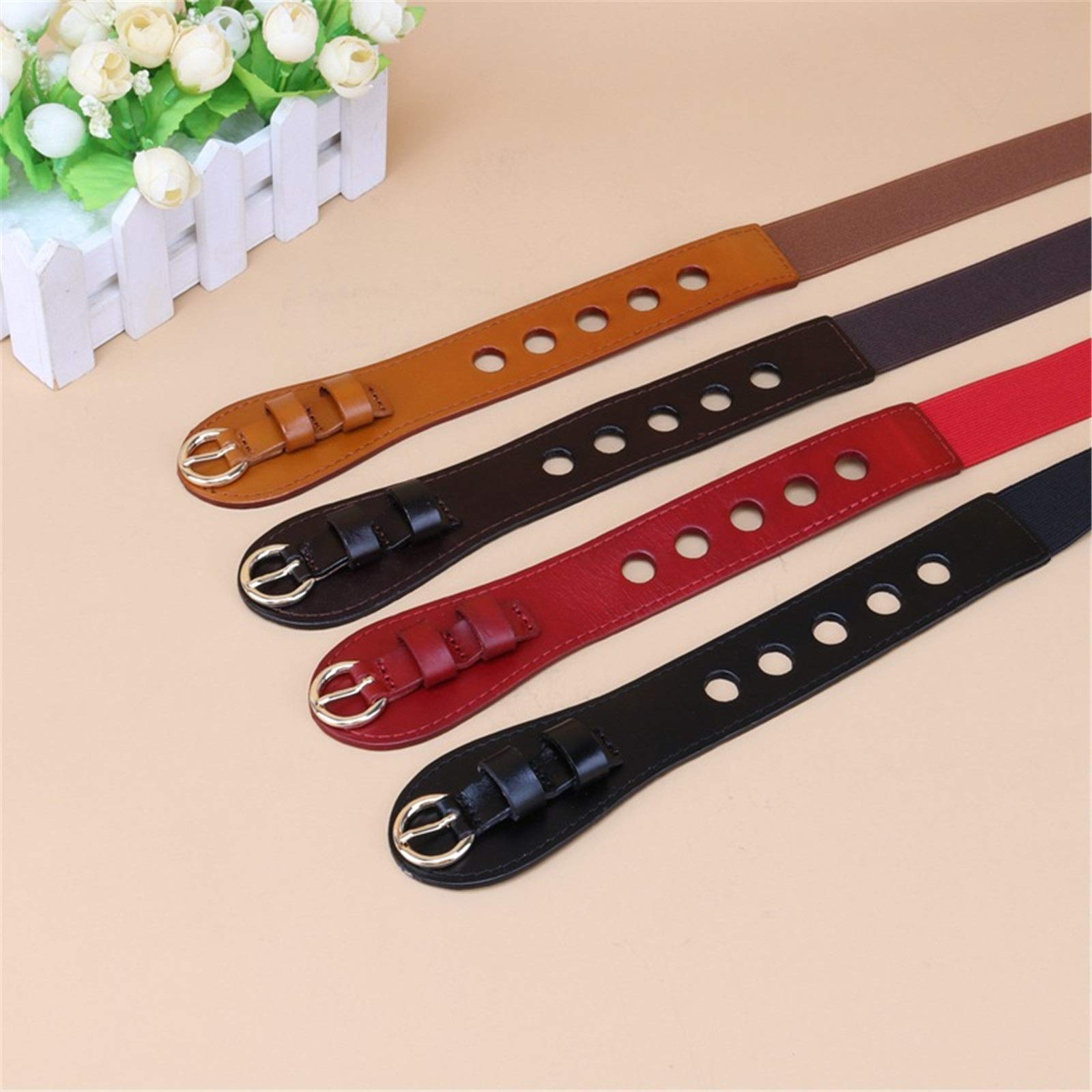 Damski pas gorsetowy Elastyczny pas dla pań Hollow Fashion Belt Podwójna klamra ze swetrem Szeroka spódnica w talii Pasek do sukienki dla pań (kolor: czerwony, rozmiar: 86 cm) (czarny 86 cm)