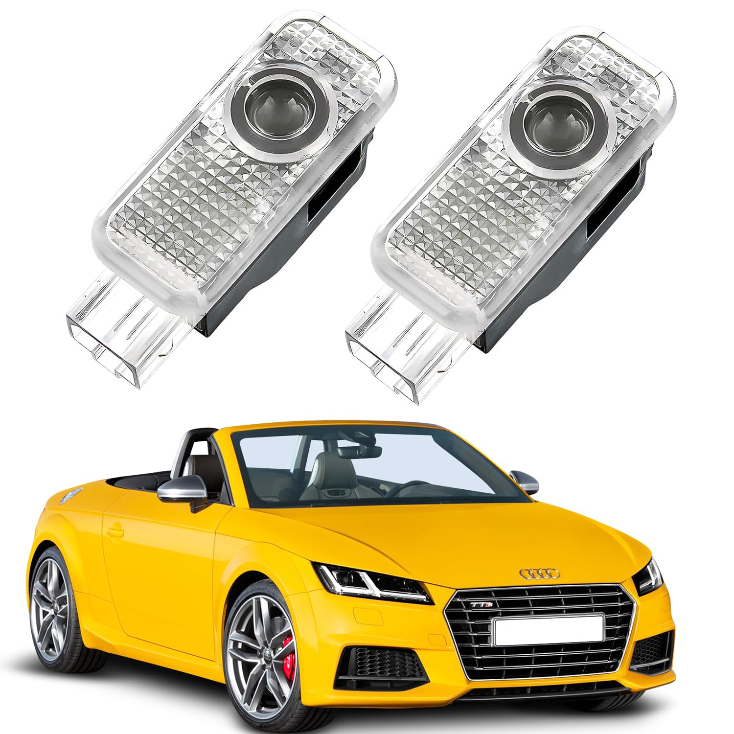 AutoQi Für Audi A3 8P 8L 8V A4 B6 B7 B8 B9 A5 A6 4K 4G A7 Q2 Q3 Q5 Q7 LED Projektor Einstiegsbeleuchtung Tür Logo Laser Türlicht, 2 STK (Rot + S)