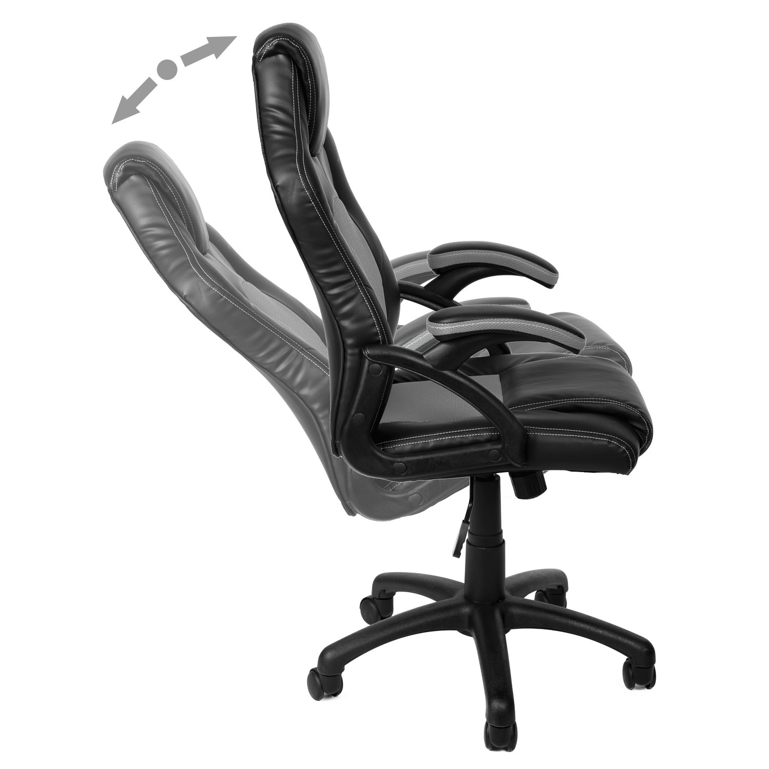 Panorama24 Gamer Stuhl Gaming Schreibtischstuhl Chefsessel Bürostuhl Ergonomisch, Grau, 9 Farbvarianten, gepolsterte Armlehnen, Wippmechanik, belastbar bis 150 kg, Lift TÜV geprüft