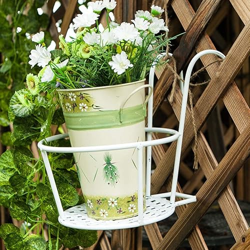 Miniatura 4 de Yimeezuyu macetas colgantes de hierro para colgar, para barandillas, para patio, balcón, porche o valla