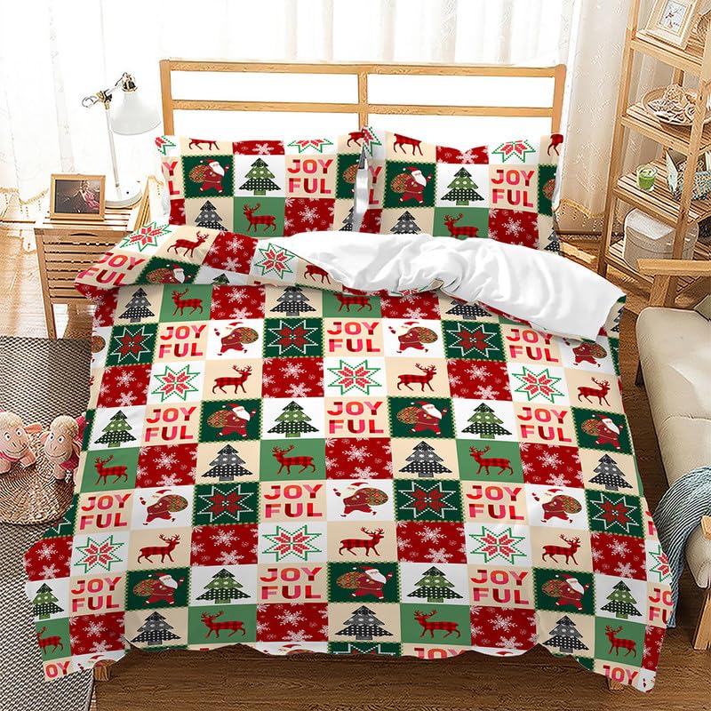 Housse de couette 140x200 de Noël en microfibre 110g avec 2 taies d'oreiller