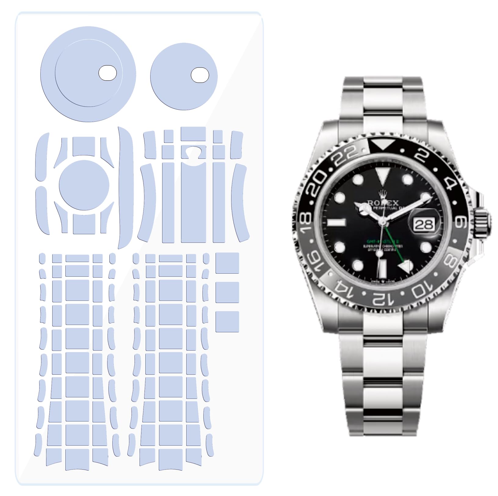 Folia ochronna do Rolex GMT Master II 40 mm Ref. 126710 Przezroczysta skóra na cały zegarek Ochraniacz ekranu Naklejka na obudowę (folia na cały korpus x2)