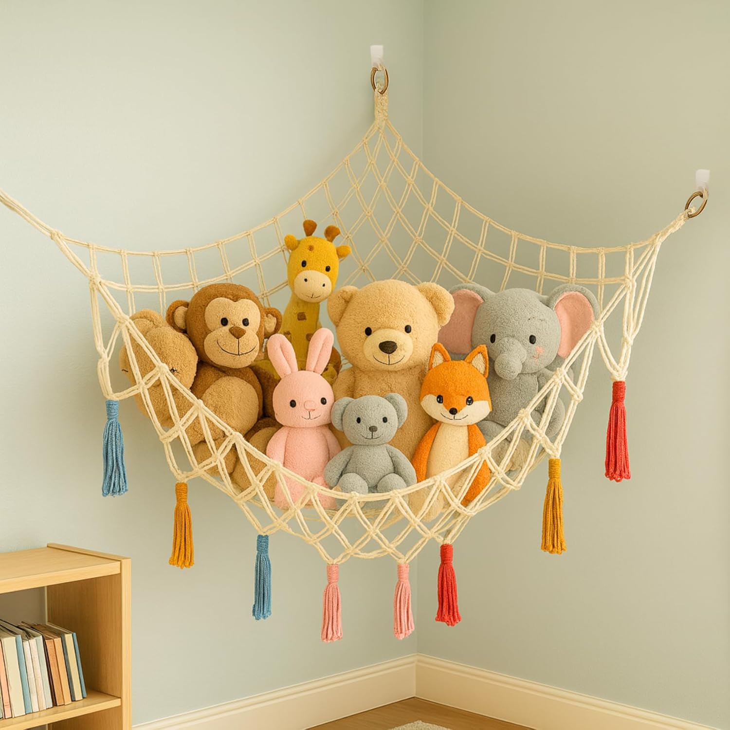 ecofynd Stuffed Soft Toy Organizer, Animal Toy Hammock, Jumbo Capacity Hanging Cotton Storage, Boho Large Corner Plush Toys, Net Holder, Nursery Kids, Play Room, Bedroom, Kid Room (BH010) ecofynd Stuffed Soft Toy Organizer, Animal Toy Hammock, Jumbo Capacity Hanging Cotton Storage, Boho Large Corner Plush Toys, Net Holder, Nursery Kids, Play Room, Bedroom, Kid Room (BH010)