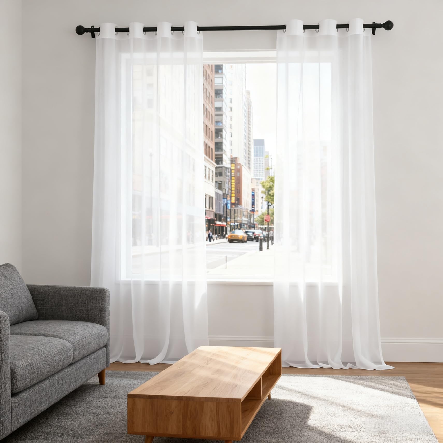 Rideaux Voilages 200 x 262 cm Filtre La Lumière du Soleil, Protège L'Intimité, Transparent Lumineux Filtrer Voilages à Passe-Tringle pour Chambre Fenêtre Salon, Blanc