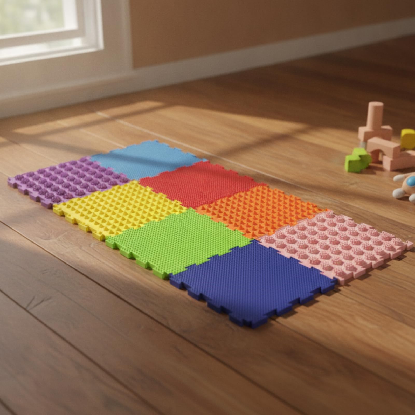 2 Pezzi Tappeto Sensoriale con Lettere Educativo Tappeto Puzzle in Schiuma Rimovibili per Neonati, Cameretta, Asilo Nido
