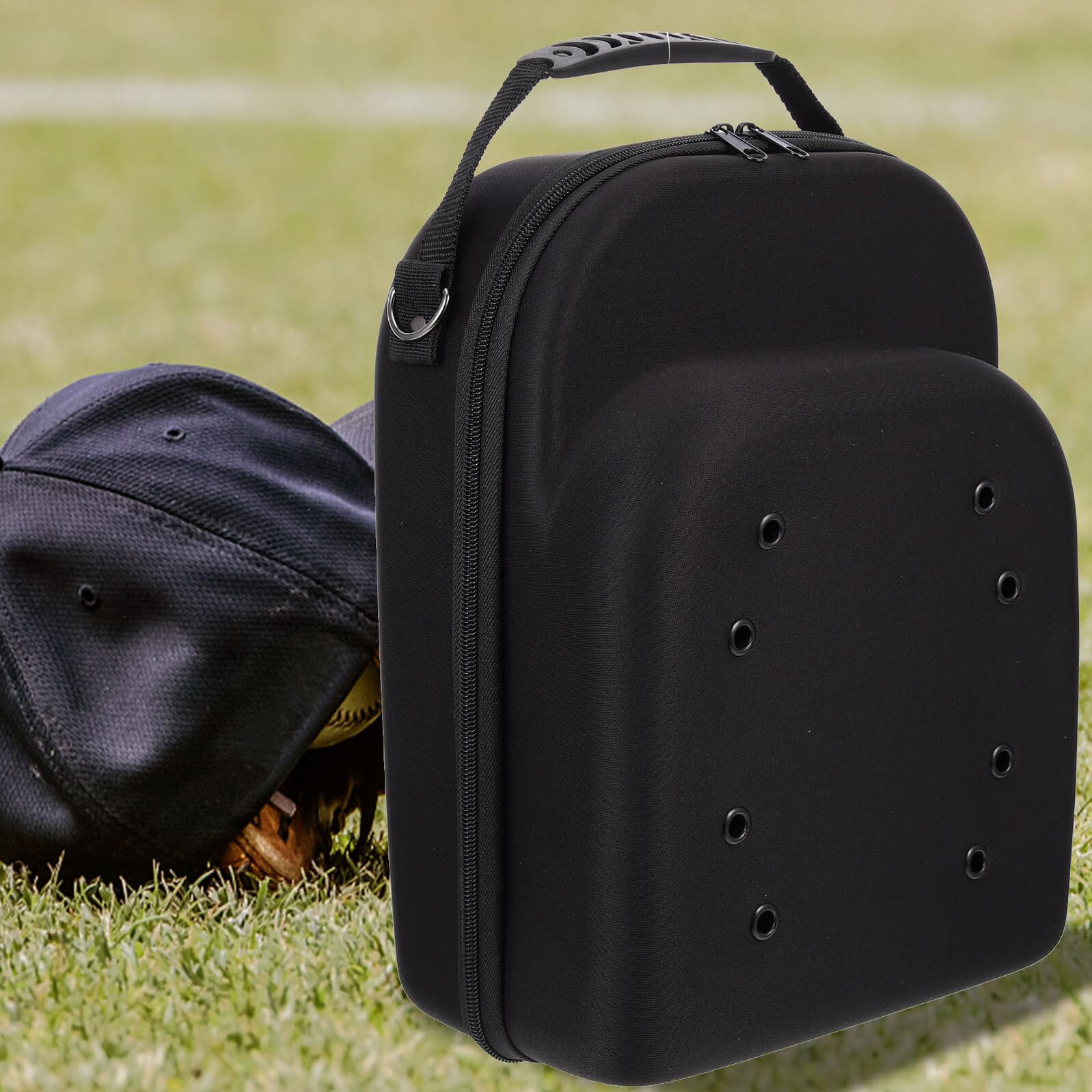 Estuche Rígido Negro de Eva para Guardar Gorras de Béisbol Asa, Transpirable y Portátil para Viaje y Almacenamiento Seguro