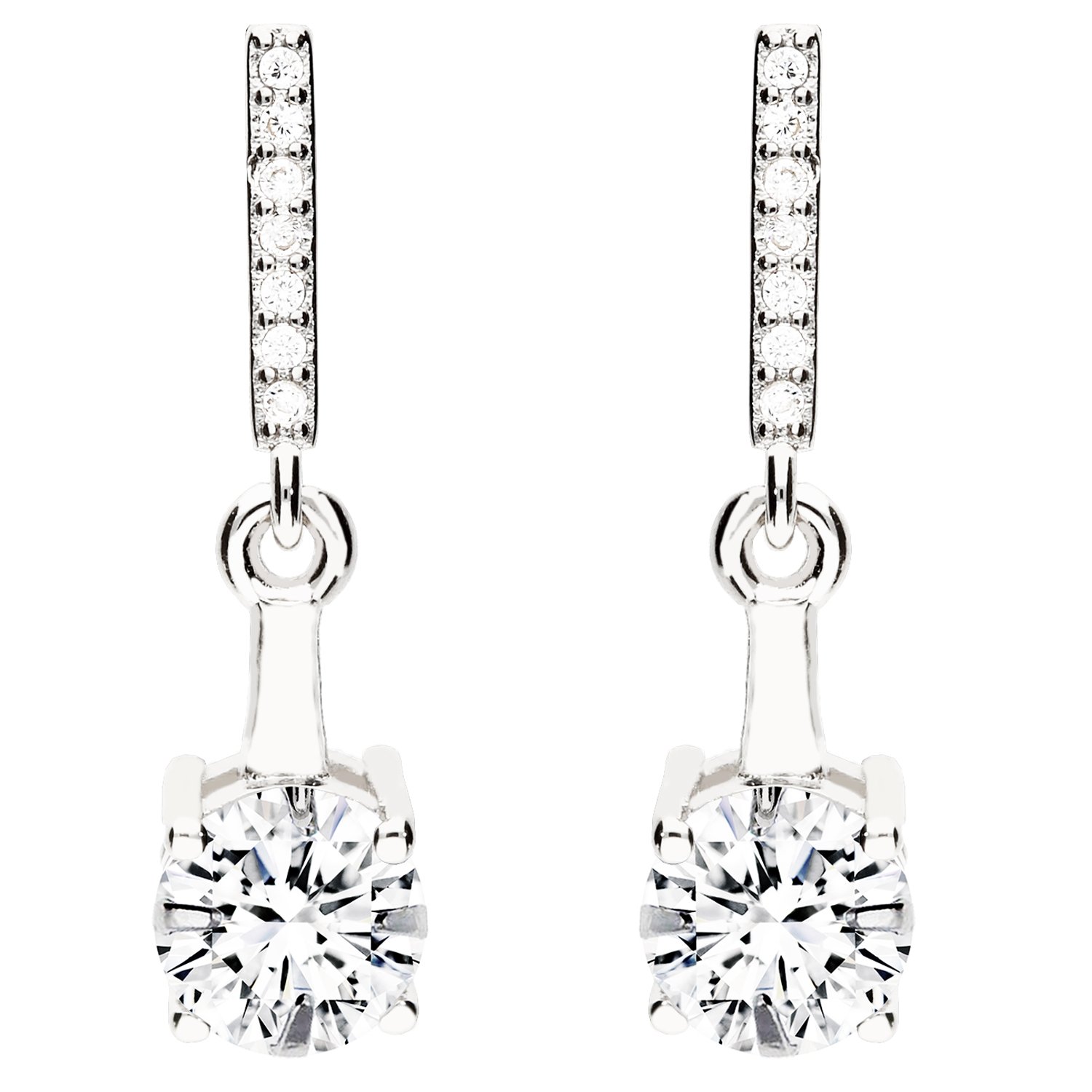 Damen Ohrringe Hängend 925 Sterling Silber mit Zirkonia Strass Stein Anhänger Lange Ohrstecker Ohrhänger Brautschmuck